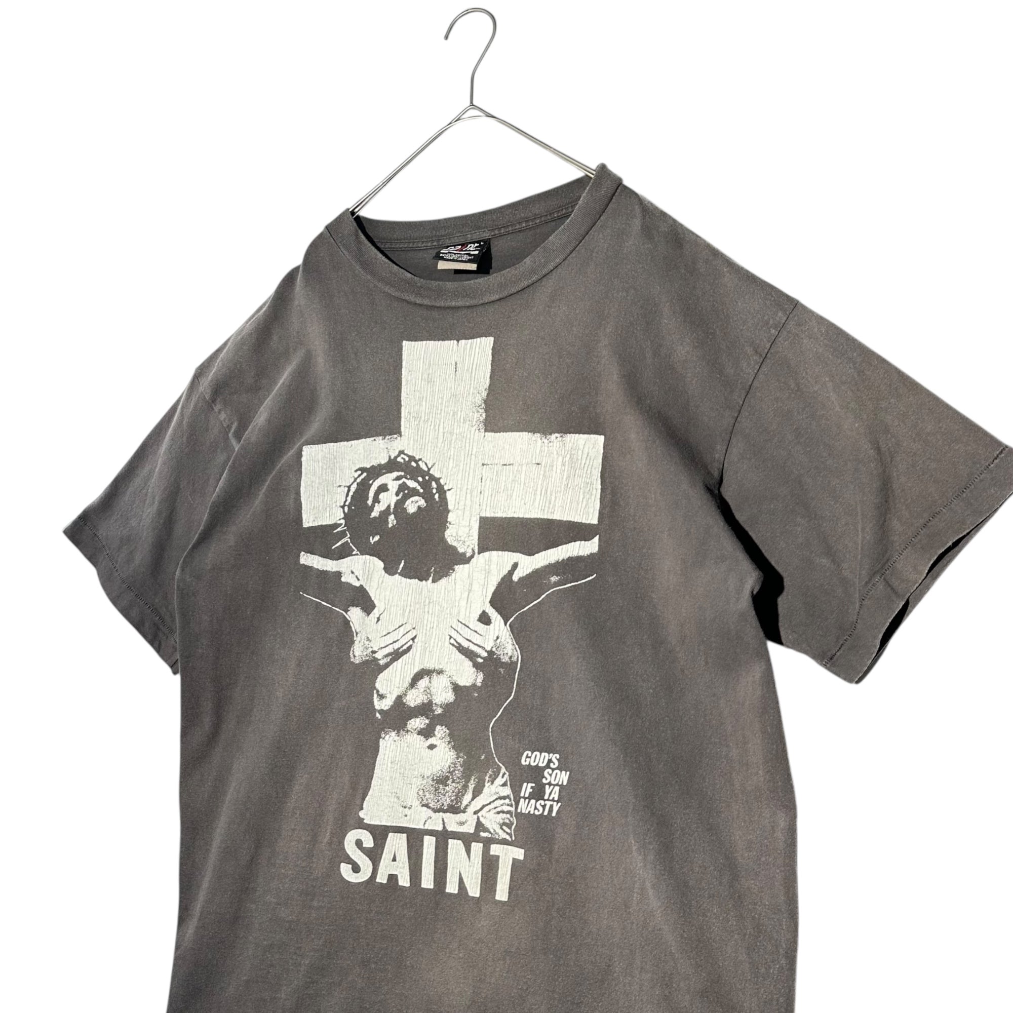 SAINT MICHAEL(セントマイケル) SS_TEE_DMJ ジーザス プリント クルーネック Tシャツ SM-S22-0000-016 L ブラック