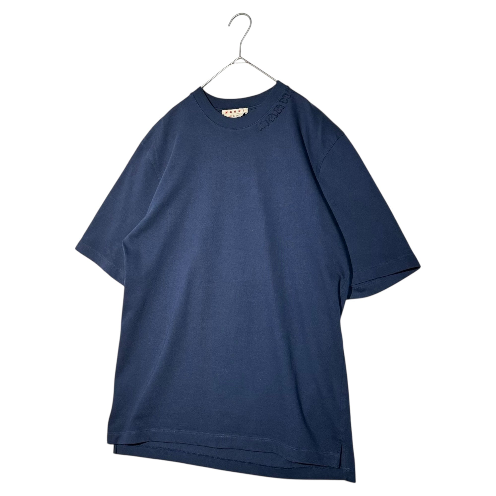 MARNI(マルニ) 24SS Organic cotton oversized logo T-shirt オーガニック コットン オーバーサイズ ロゴ Tシャツ HUMU0287X0 44(S程度) ネイビー 半袖