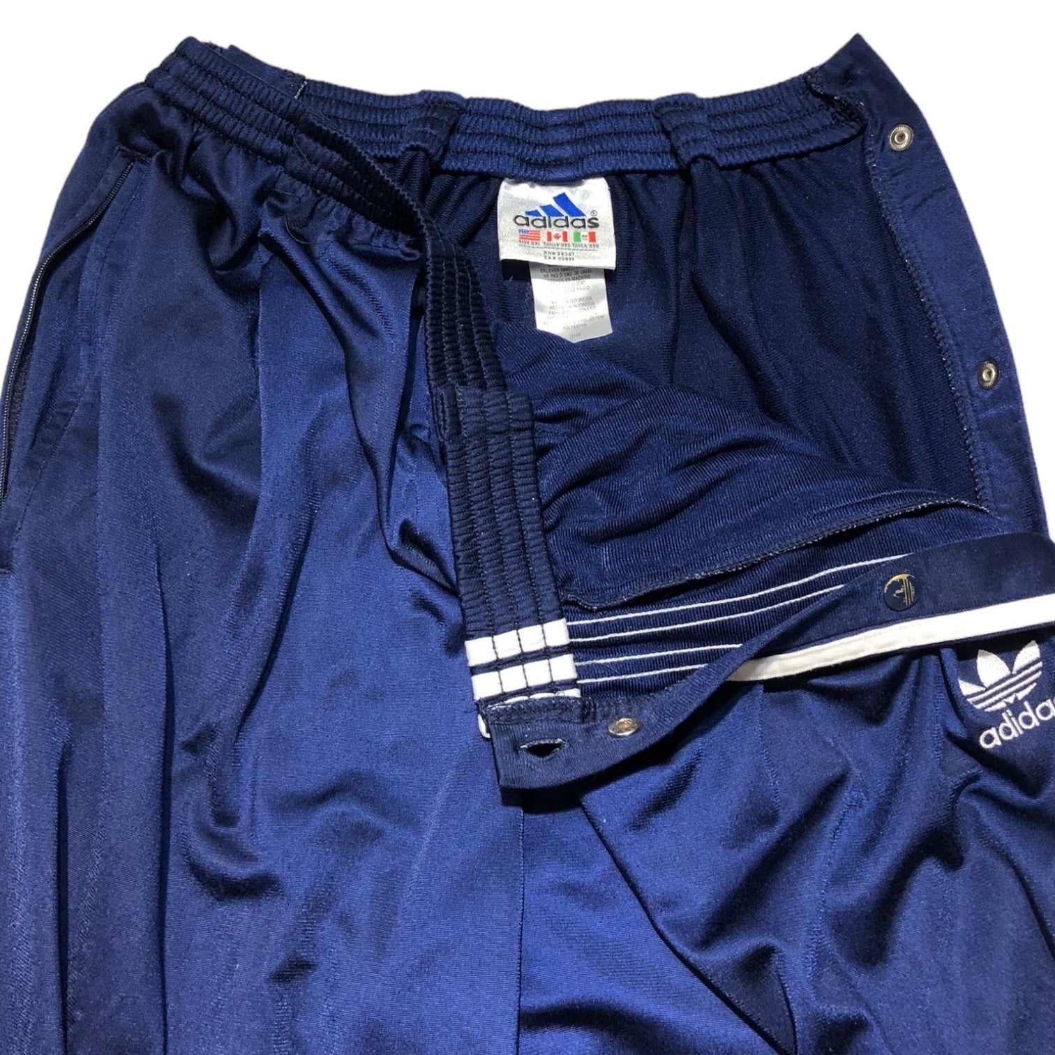 adidas(アディダス) 90's basketball pants バスケット パンツ 表記無し(FREE) ネイビー 万国旗タグ トラック パンツ ジャージ ワイド
