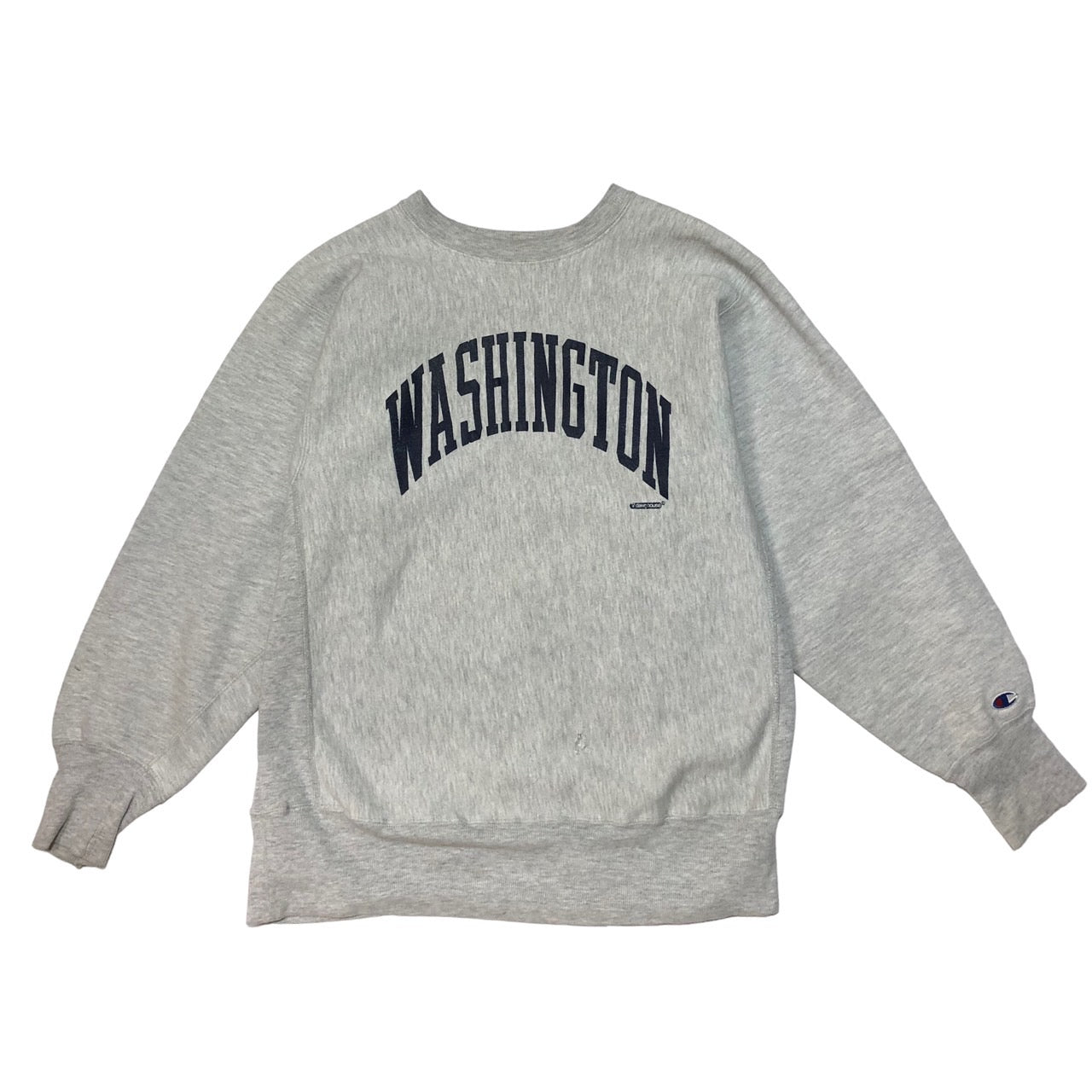 Champion(チャンピオン) 90's”WASHINGTON”REVERSE WAVE sweat shirt/アーチロゴプリントリバースウィーブスウェット 表記無し(Mサイズ程度) ライトグレー 90年代/90s/USA製/ワシントン州