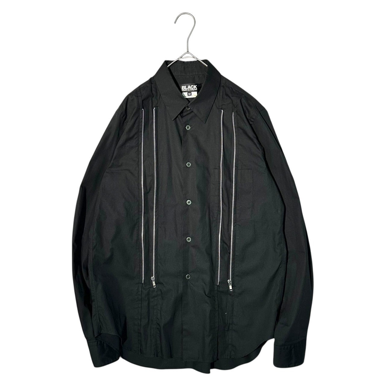 BLACK COMME des GARCONS(ブラックコムデギャルソン) 19SS Front Zip Regular Collar Long Sleeve Shirt フロントジップ レギュラーカラー 長袖 シャツ 1C-B001 M ブラック AD2018