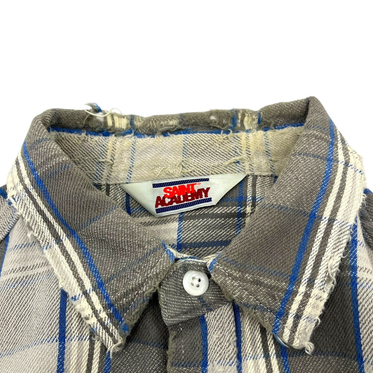 SAINT MICHAEL(セントマイケル) 22AW×Shermer Academy FRANNEL SHIRT シャーマーアカデミー フランネル シャツ SM-A22-0000-061 XL グレー×ブルー ダメージ加工 長袖 チェック