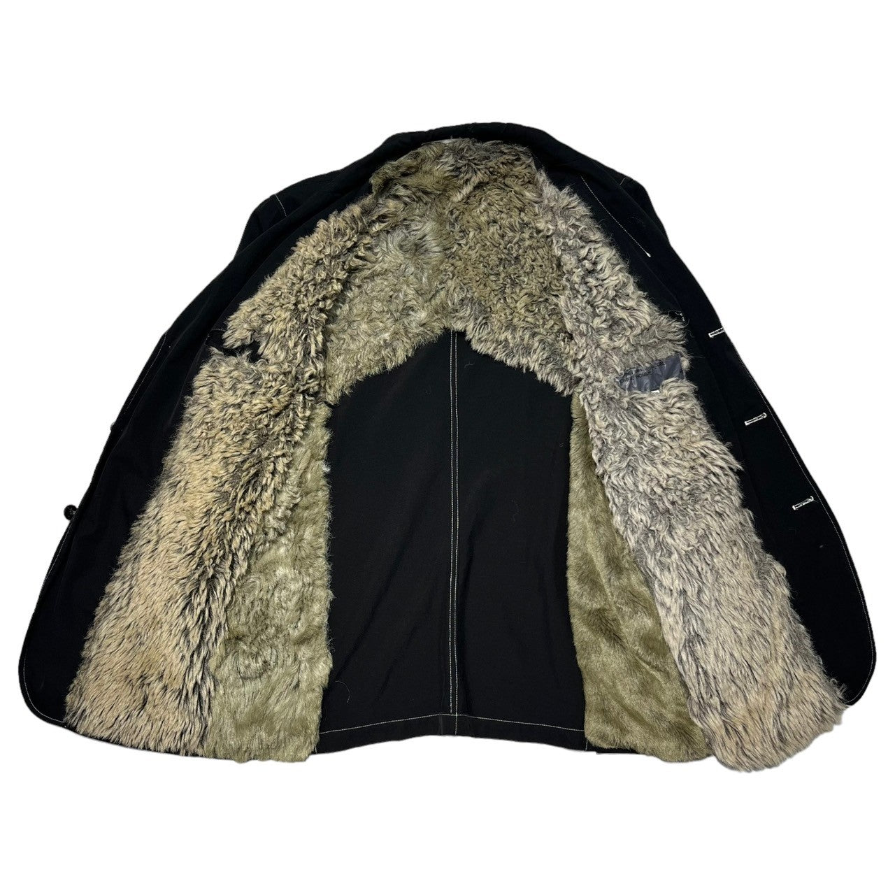 COMME des GARCONS HOMME HOMME(コムデギャルソンオムオム) 00AW inner fur 3 button jacket 内ファー 3ボタン ジャケット 田中オム M ブラック 00's ステッチ テーラード グリズリー