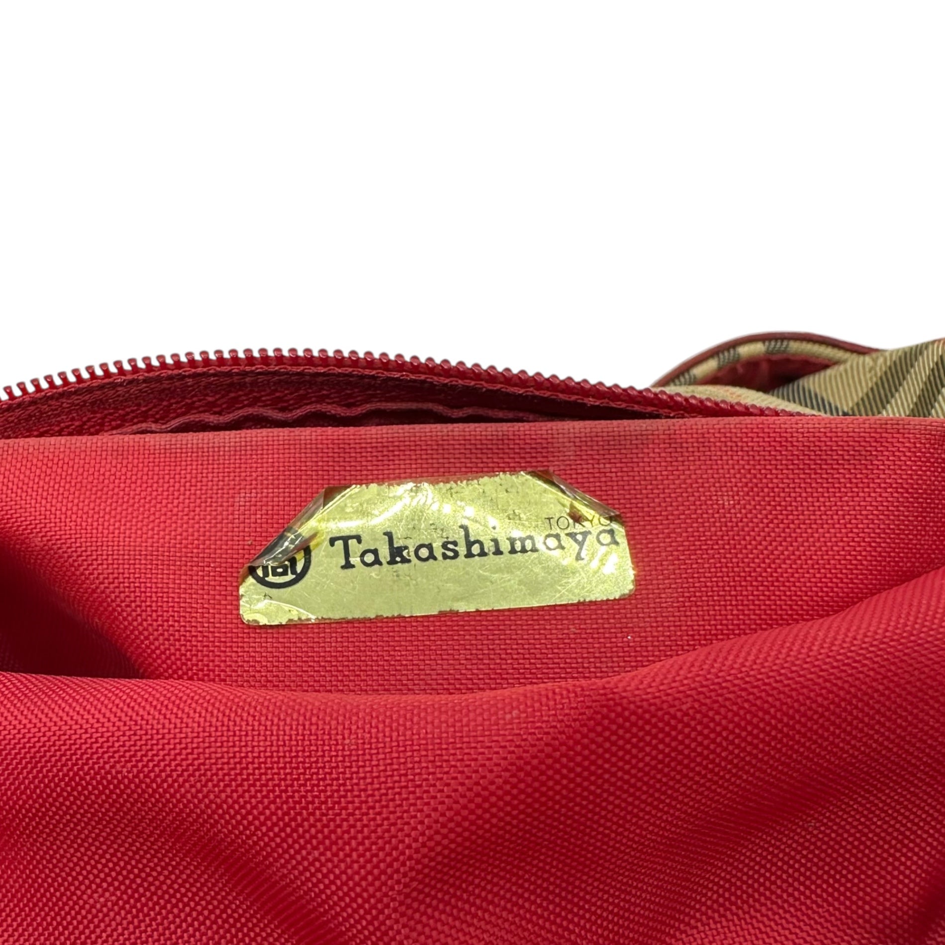 Burberrys(バーバリーズ) Nova Checked Leather Switching Mini Bag ノヴァチェック レザー 切替 ミニ バッグ ベージュ×レッド ワンショルダー ハンド