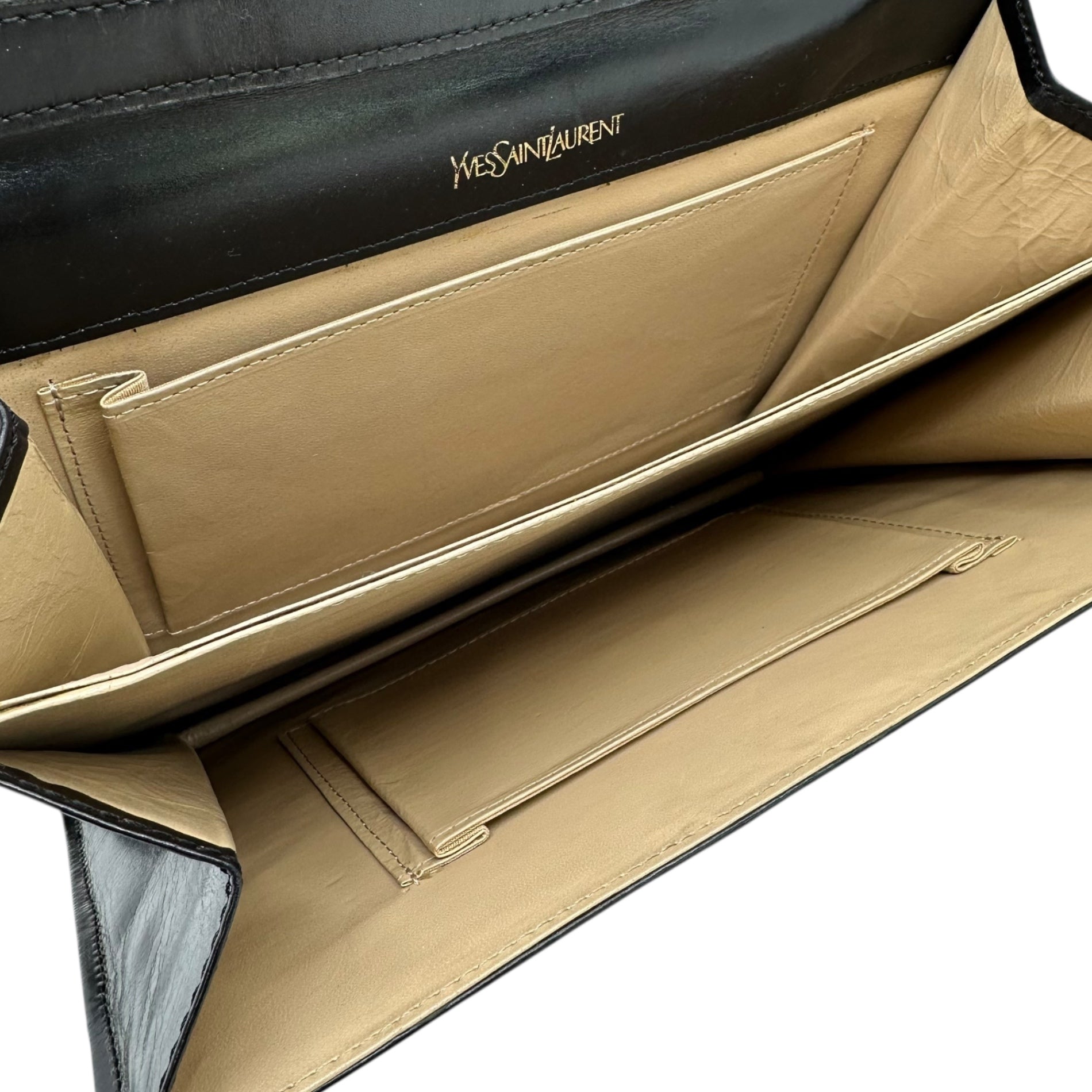 YVES SAINT LAURENT(イヴサンローラン) Intrecciato Leather Shoulder Bag イントレチャート レザー ショルダー バッグ ブラウン×ブラック ヴィンテージ