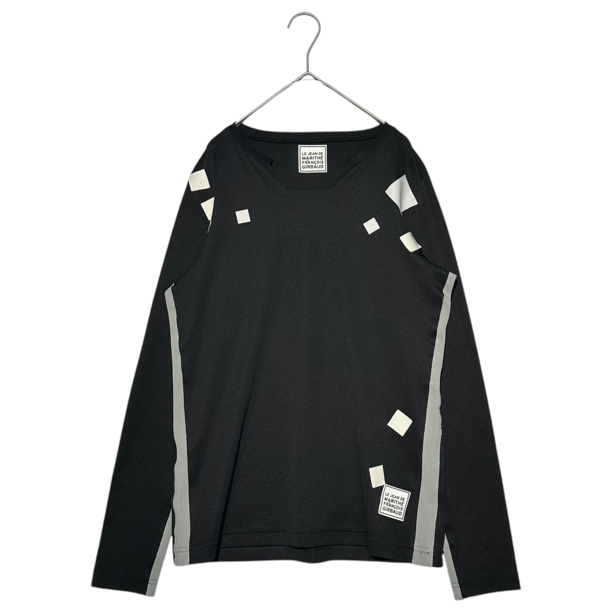 MARITHE FRANCOIS GIRBAUD(マリテフランソワジルボー) 00's Design Neck Long Sleeve Jersey Cut and Sewn 00年代 デザイン ネック 長袖 ジャージィ カットソー M5-6810 M ブラック×グレー