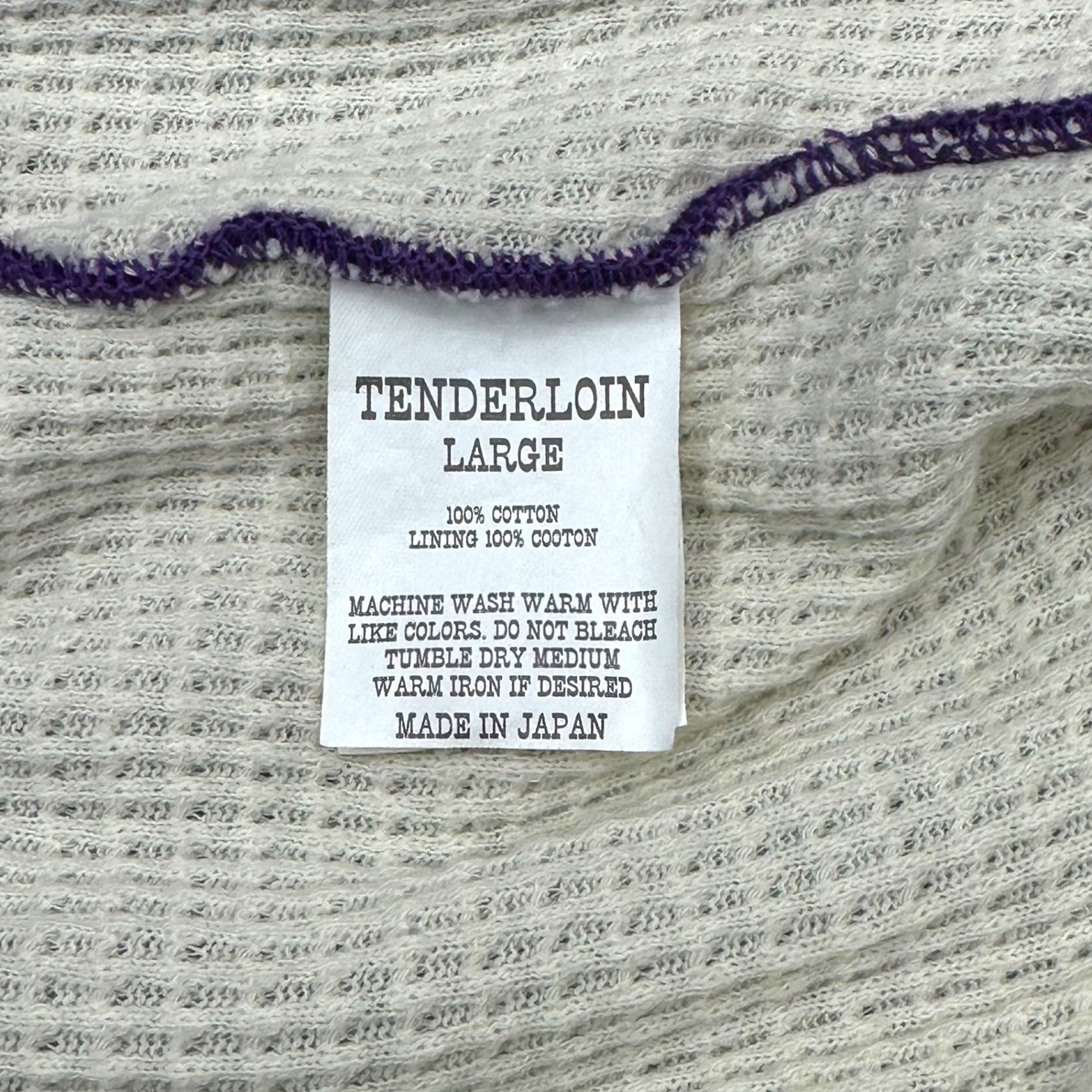 TENDERLOIN(テンダーロイン) T-PARKA ZIP LINING THERMAL ジップパーカー 裏地 サーマル L パープル