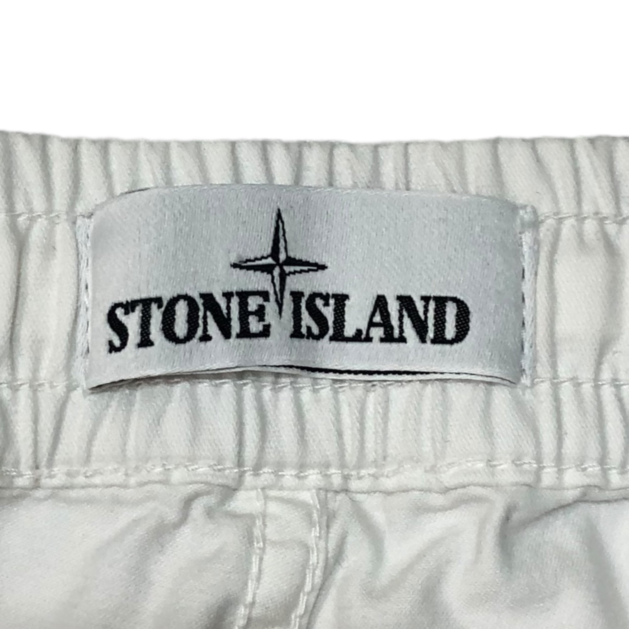 STONE ISLAND(ストーンアイランド) 21SS bermuda shorts OLD加工ブロークンツイル ストレッチコットンショーツ 7415L0904 W40 ホワイト ショート ハーフ パンツ