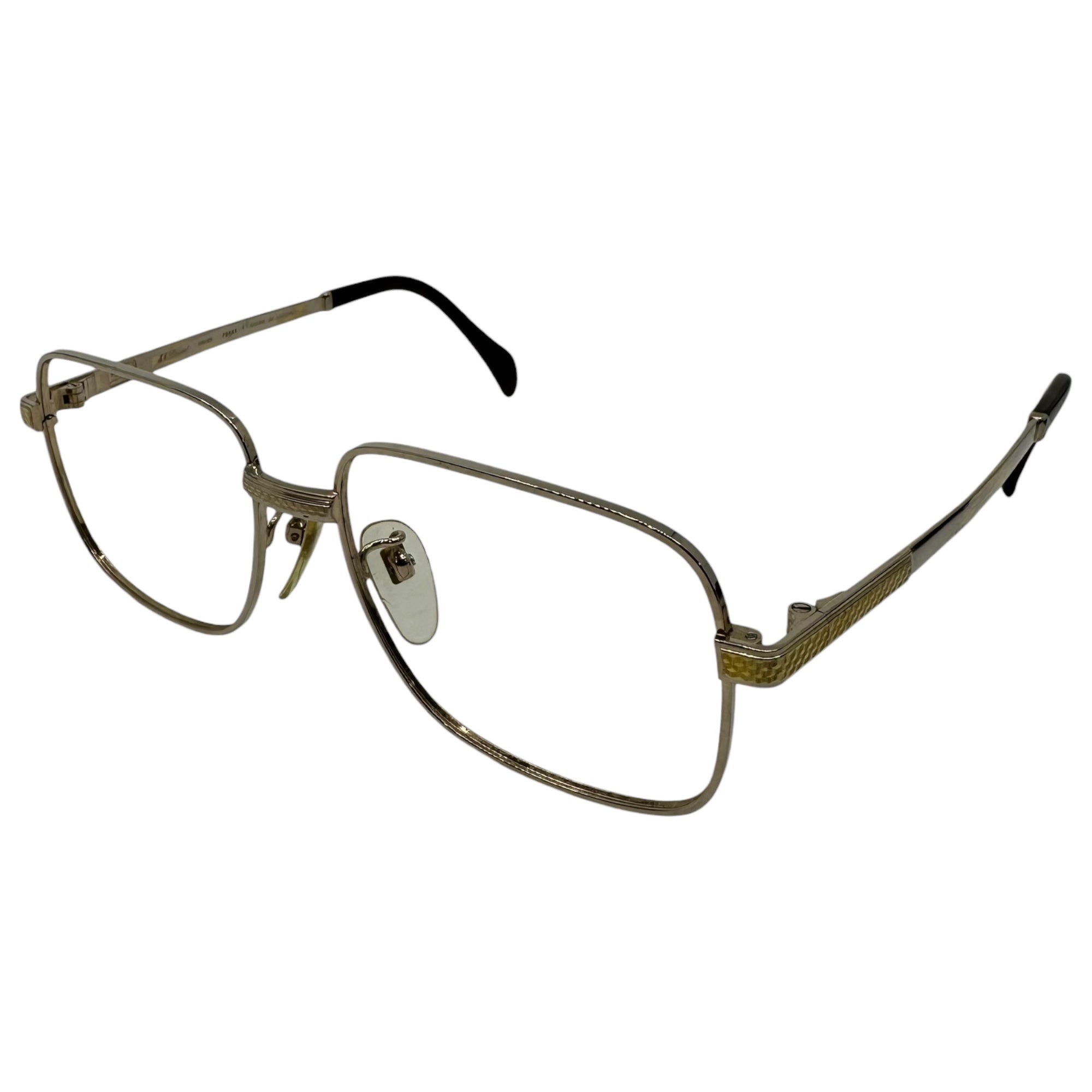 S.T. DUPONT(エス テー デュポン) 80's Teardrop Square Eyeglass Metal Frames ティアドロップ スクエア メガネ メタル フレーム 54□16-140 ゴールド×ブラウン 推定80年代 ヴィンテージ 眼鏡 サングラス GP