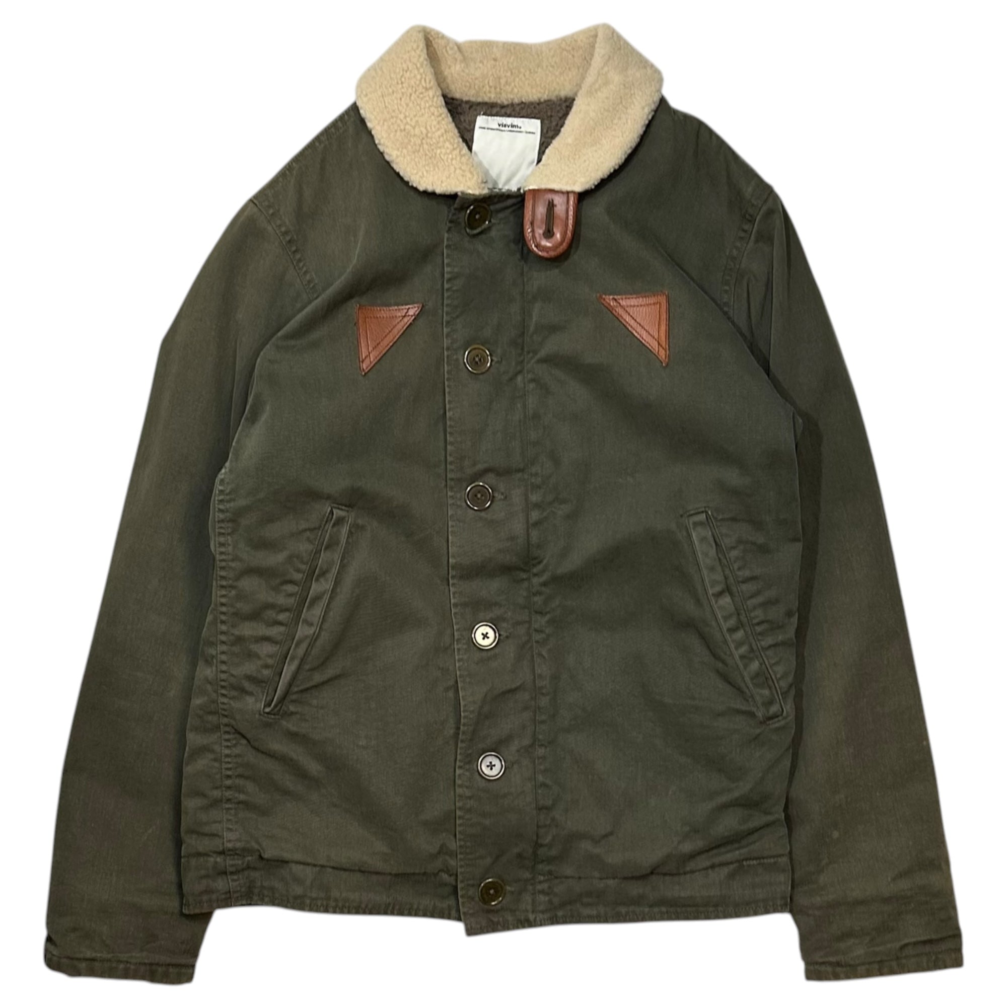 VISVIM(ビズビム/ヴィズヴィム) 15SS WINDSTOPPER DECKHAND JACKET ウィンドストッパー ミリタリー N-1 デッキ ジャケット VS0001576 M オリーブ ボア