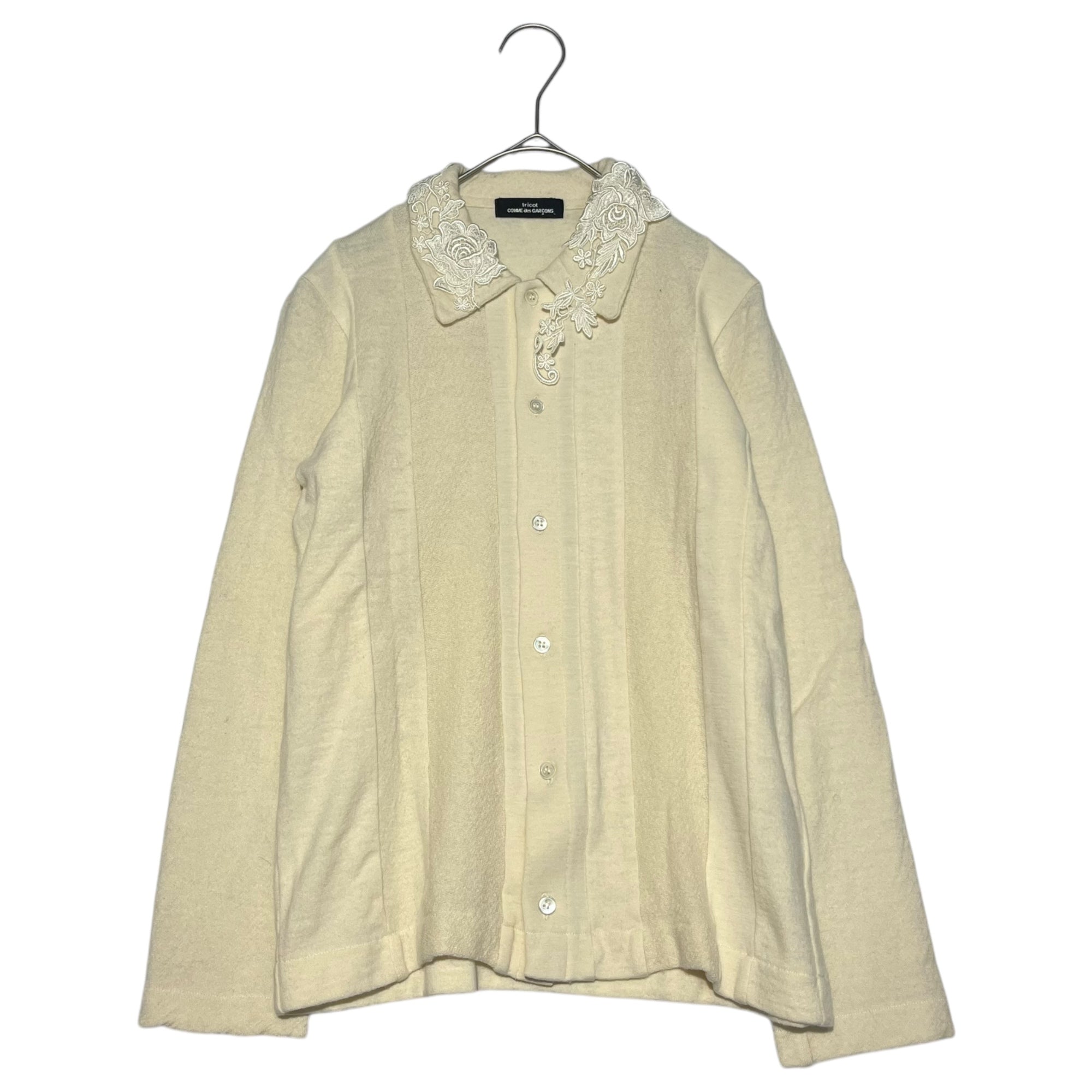 tricot COMME des GARCONS(トリココムデギャルソン) 02AW Flower lace collar knit striped shirt フラワー レース カラー ニット ストライプ シャツ TH-T023 表記無し(M程度) ホワイト カーディガン AD2002
