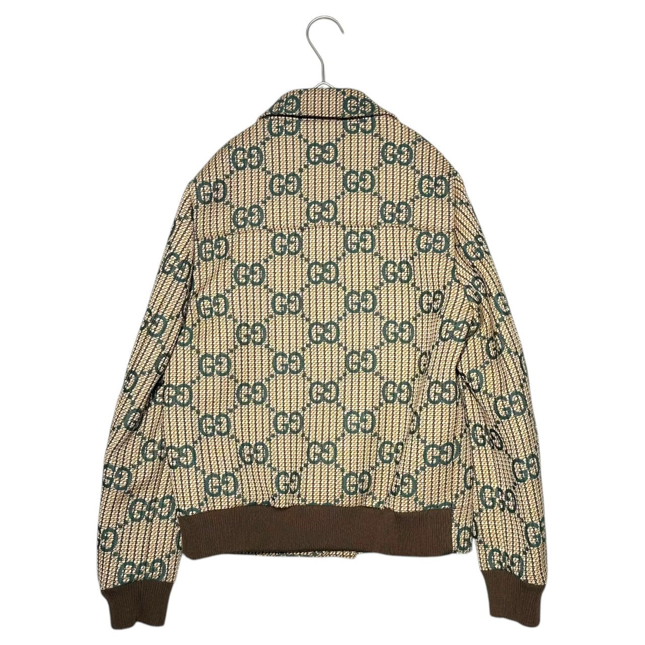 GUCCI(グッチ) Cruise 2024/25 collection GG Logo Wool Bomber Jacket GG ロゴ ウール ボンバー ジャケット 776895 36(S程度) ブラウン×グリーン ブルゾン