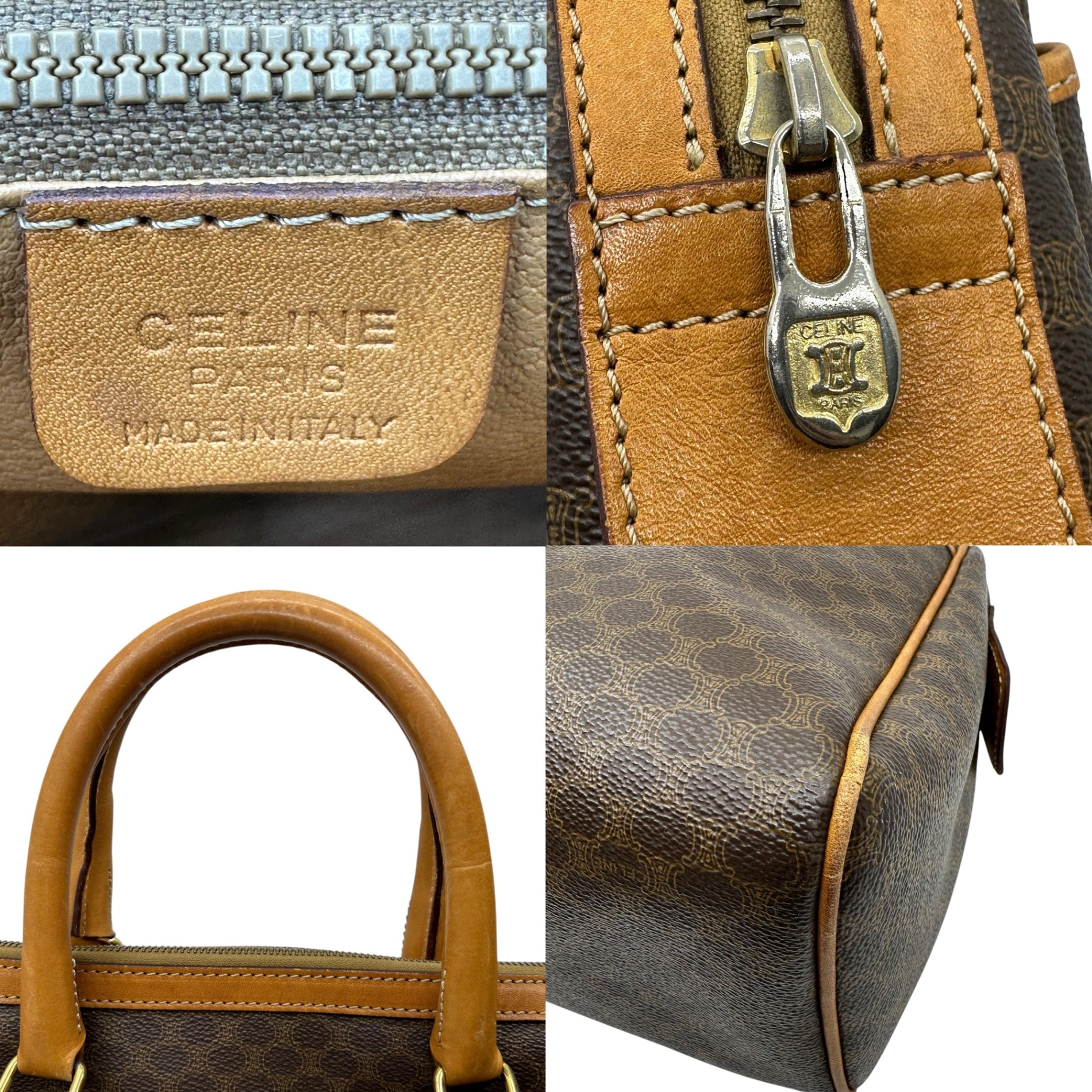 CELINE(セリーヌ) vintage macadam hand bag ヴィンテージ マカダム柄 ハンド バッグ M91 ブラウン OLD ロゴ