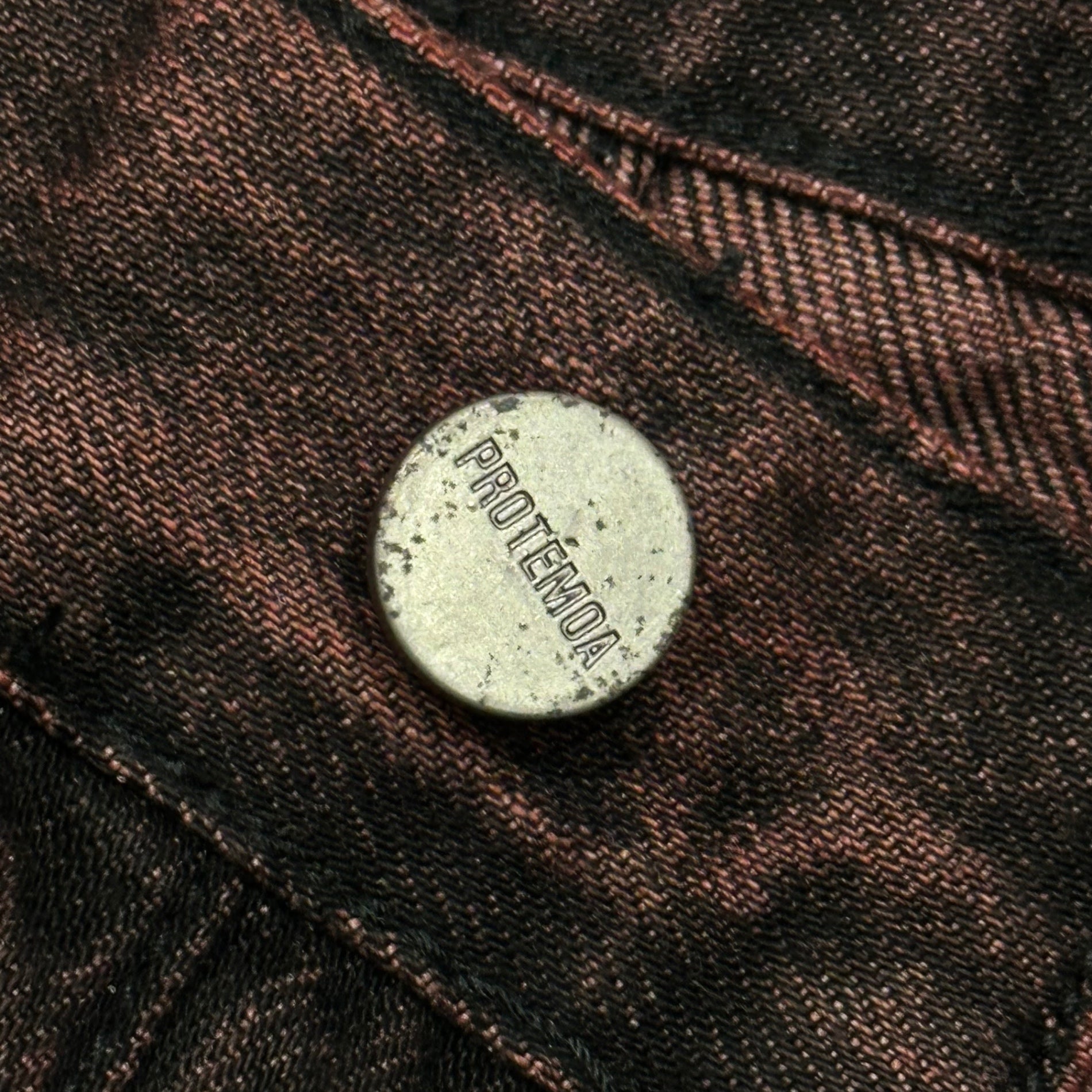 PROTEMOA(プロテモア) Wide denim pants ワイド デニム パンツ L レッド×ブラック
