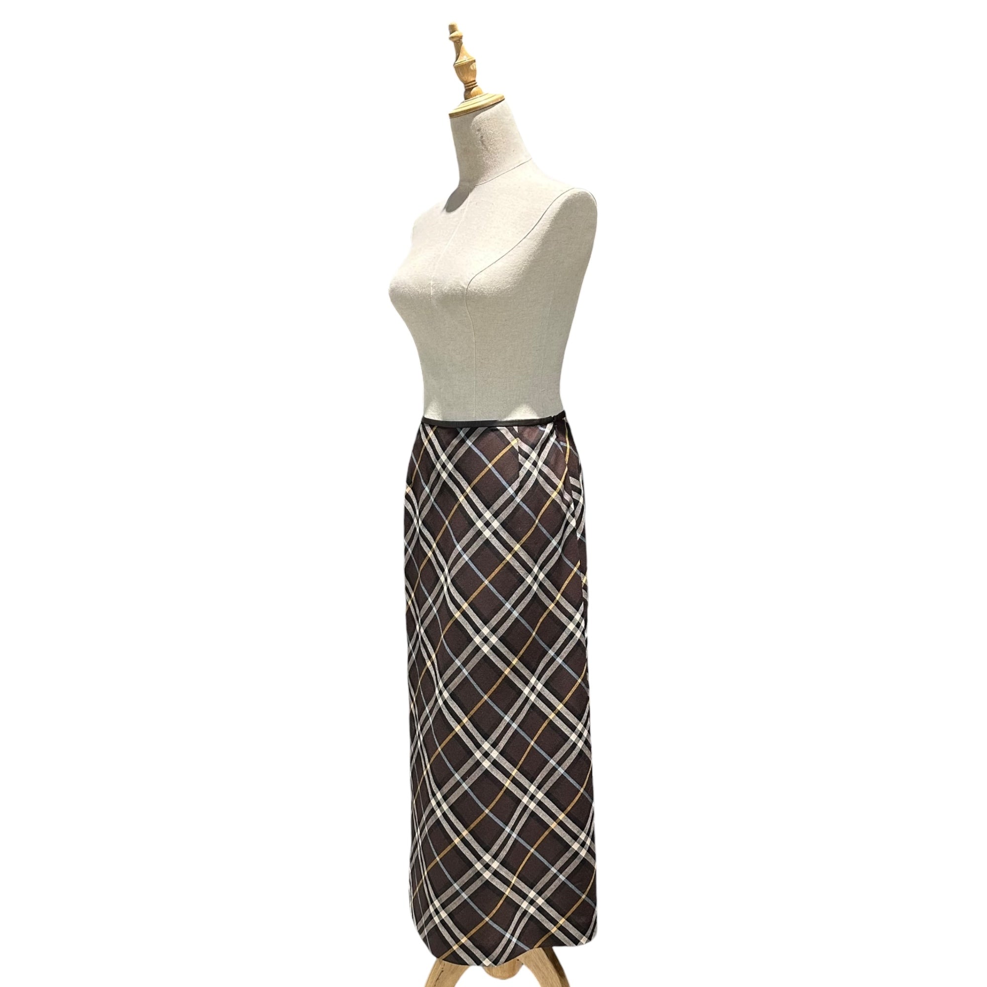 BURBERRY LONDON(バーバリーロンドン) Tartan Maxi Skirt タータン チェック ロング スカート FXA87-049 38 ブラウン