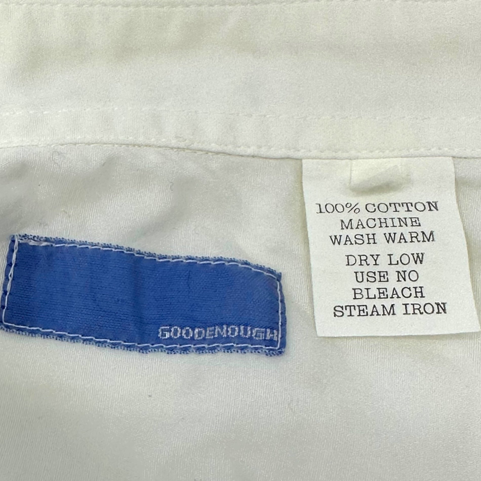 GOODENOUGH(グッドイナフ) 90's Initial back G logo long sleeve white shirt 90年代 初期 背面Gロゴ 長袖 ホワイト シャツ M ホワイト 90年代 水色タグ 稀少品