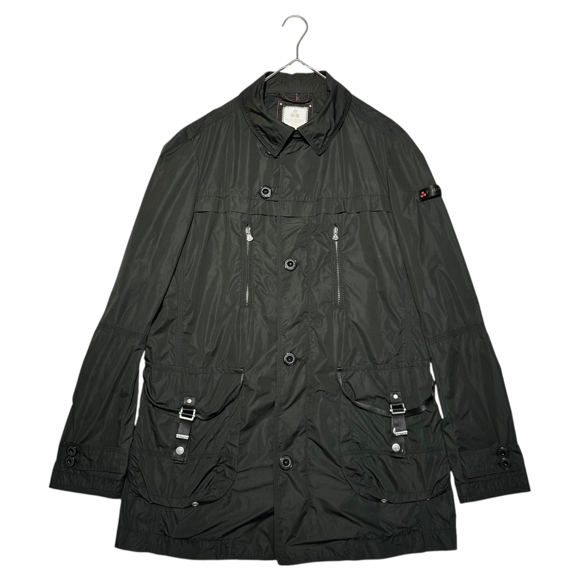 PEUTEREY(ピューテリー) Polyester Sleeve Logo Hunting Long Jacket ポリエステル 袖ロゴ ハンティング ロング ジャケット CS01-2010-399 52(L~XL) ブラック