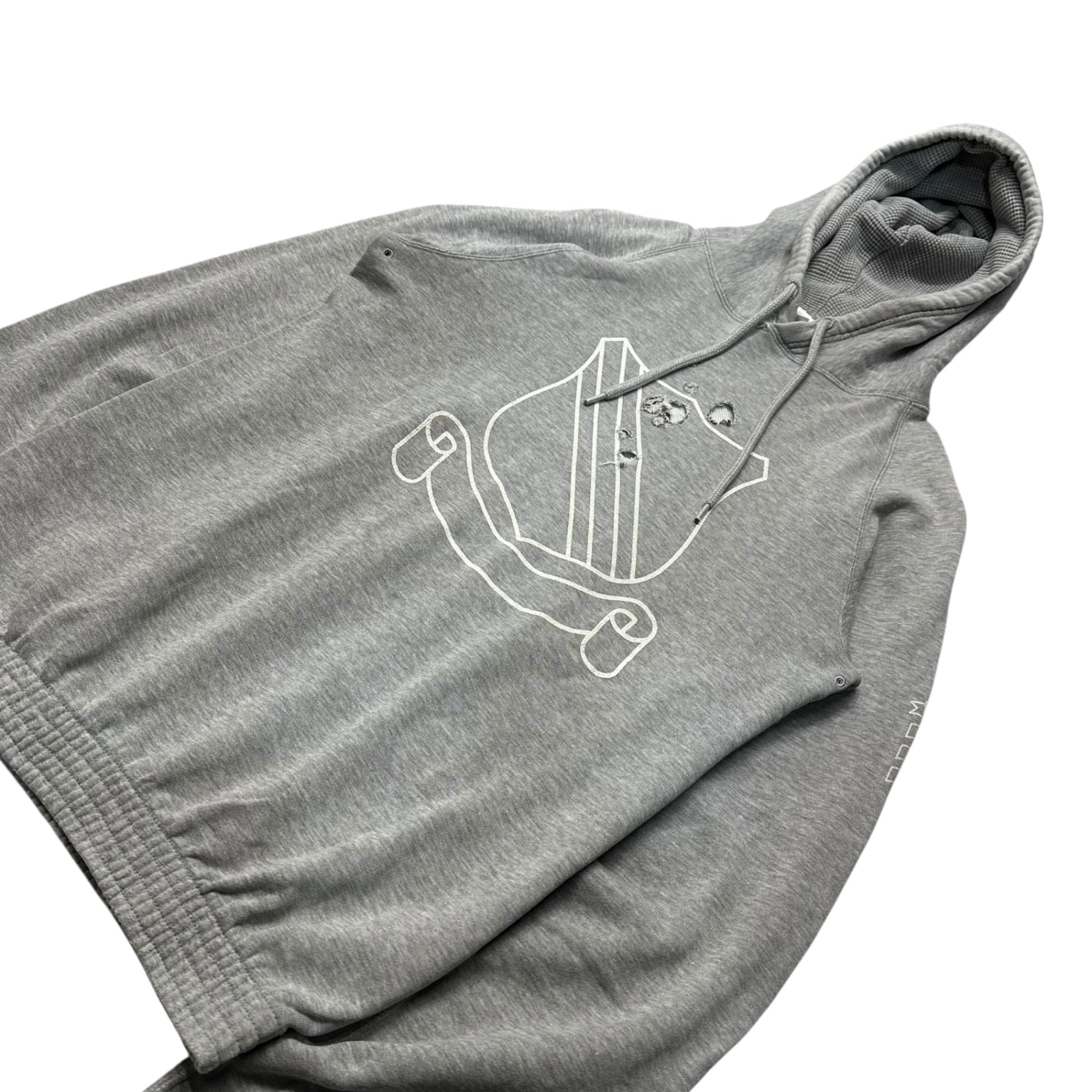 NUMBER (N)INE(ナンバーナイン) 01AW Standard Period Perforated Emblem Hoodie スタンダード期 穴あき エンブレム パーカー 2 ライトグレー アーカイブ