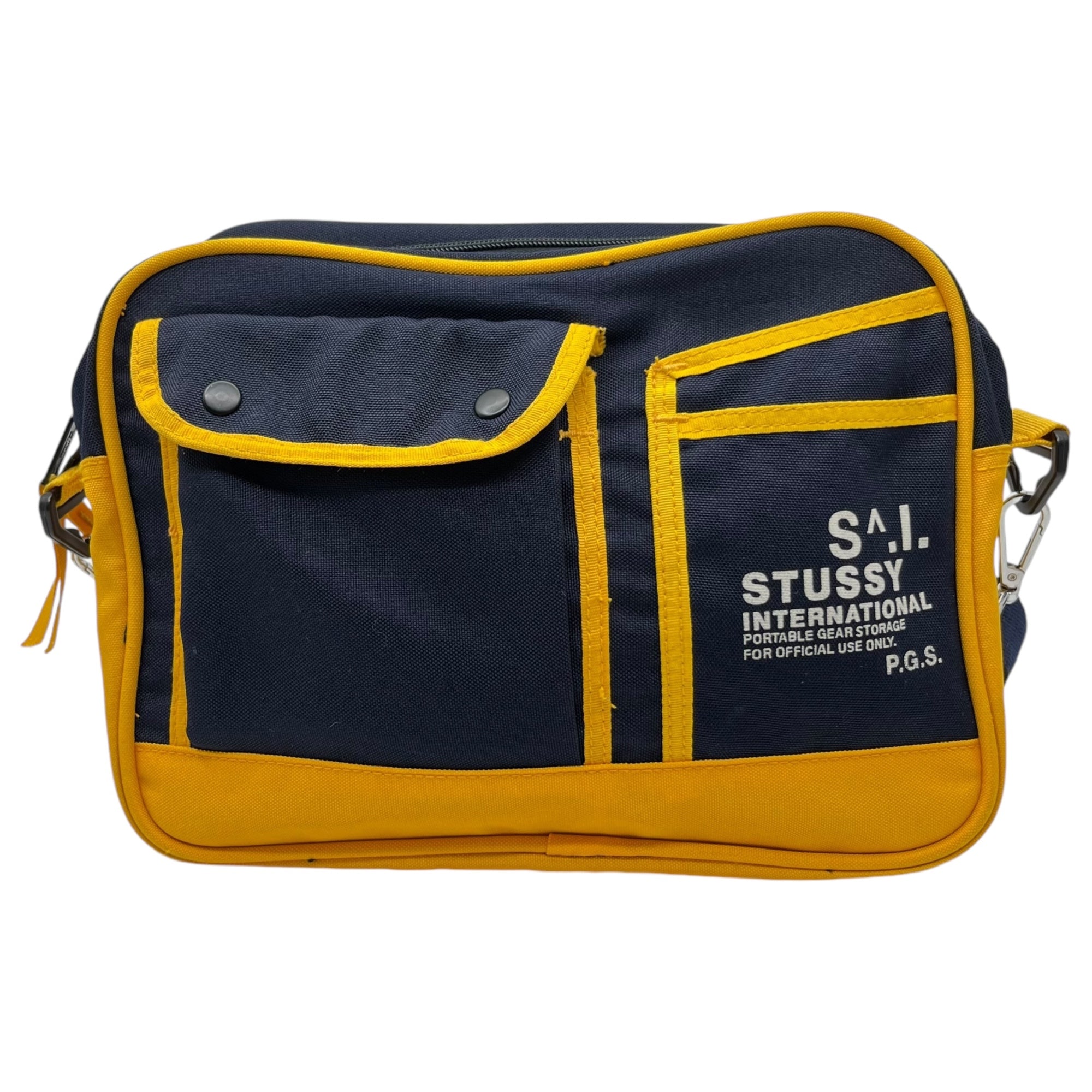 STUSSY(ステューシー) 90's ~ 00's nylon shoulder bag ナイロン ショルダー バッグ ネイビー×イエロー 90年代~ 紺タグ