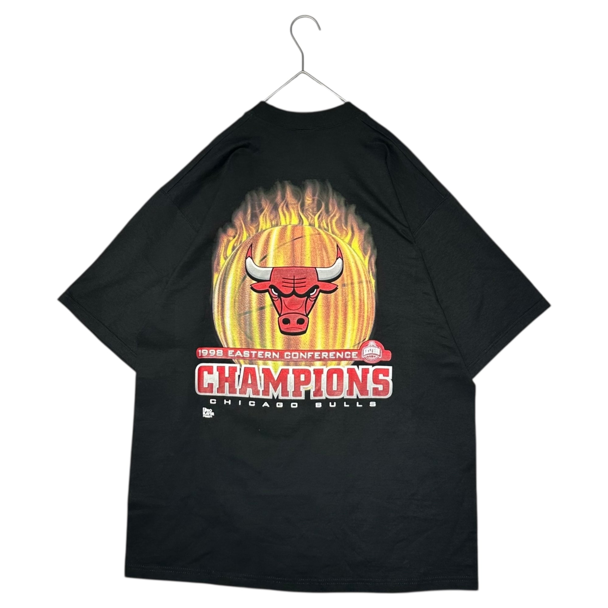 VINTAGE(ヴィンテージ) 1998 NBA Finals Flame Print T-Shirt 1998年 NBA ファイナルズ 炎 プリント Tシャツ L ブラック×オレンジ 90年代 NBA シカゴブルズ