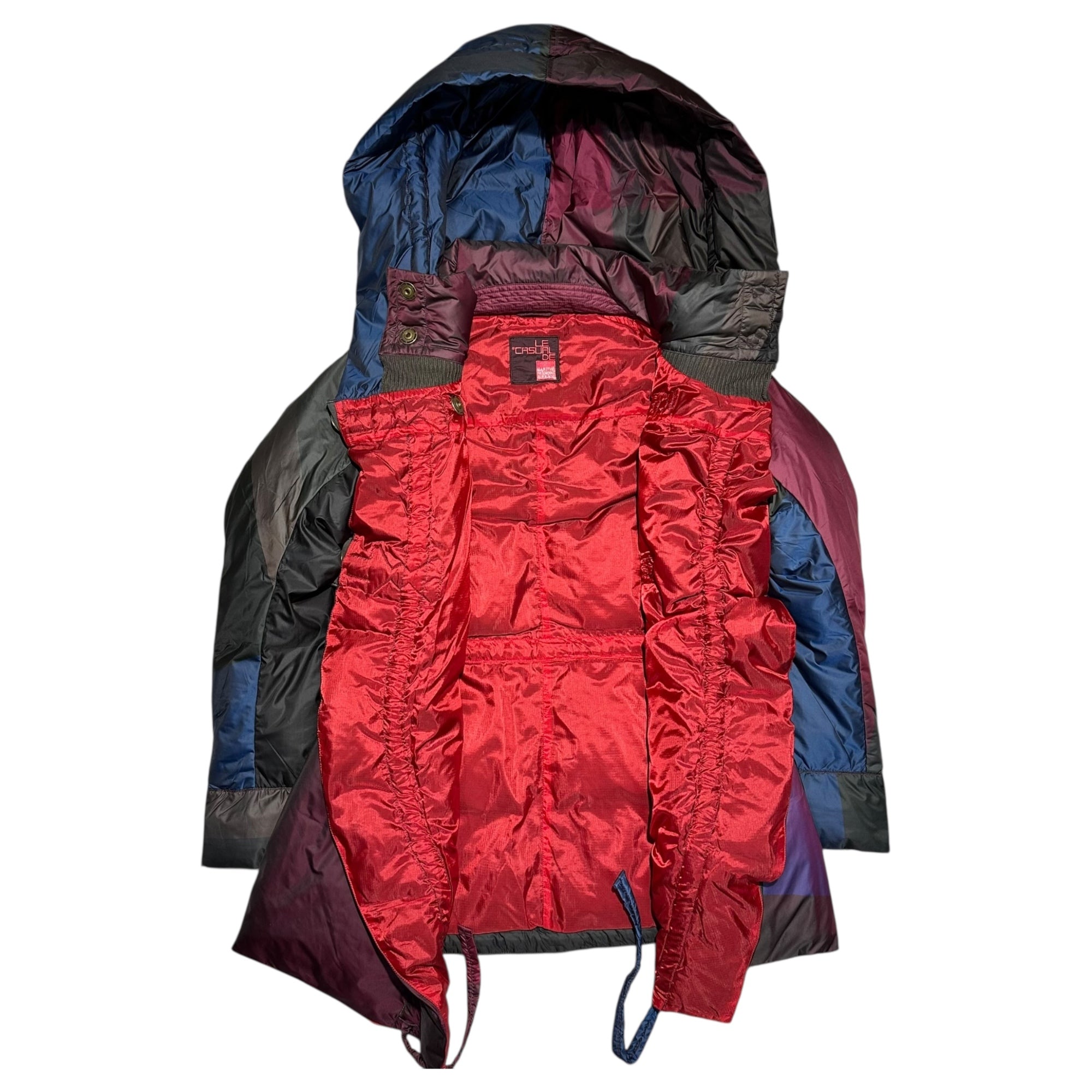 MARITHE FRANCOIS GIRBAUD(マリテフランソワジルボー) 10AW Archive Big Food Down Gimmick Coat アーカイブ ビッグ フード ダウン ギミック コート F7-7191 M ブラウン×レッド×ブルー Y2K 変形