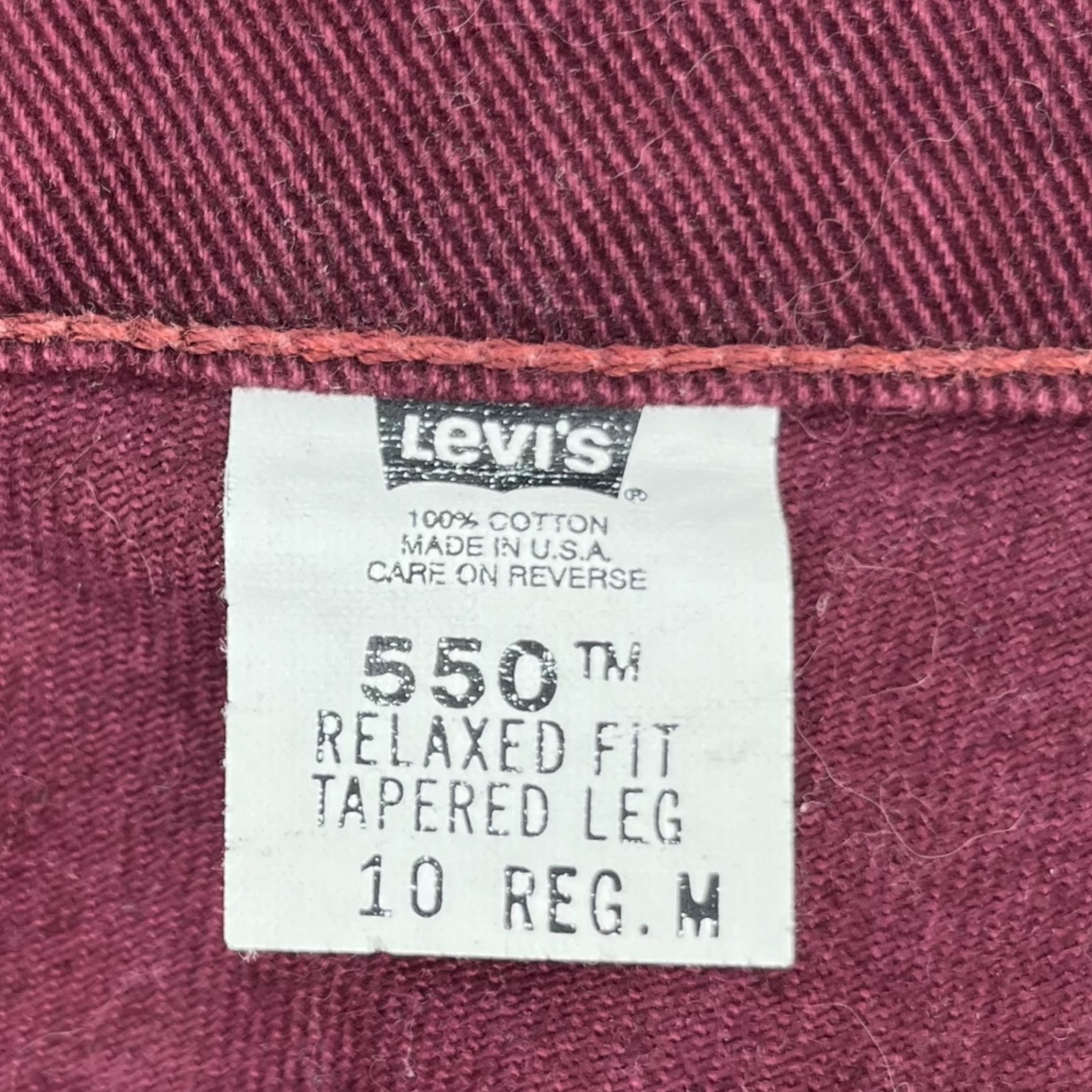 Levi's(リーバイス) 90's 550 先染め テーパード カラー デニム パンツ 15551-4390 10 REG.M ワインレッド