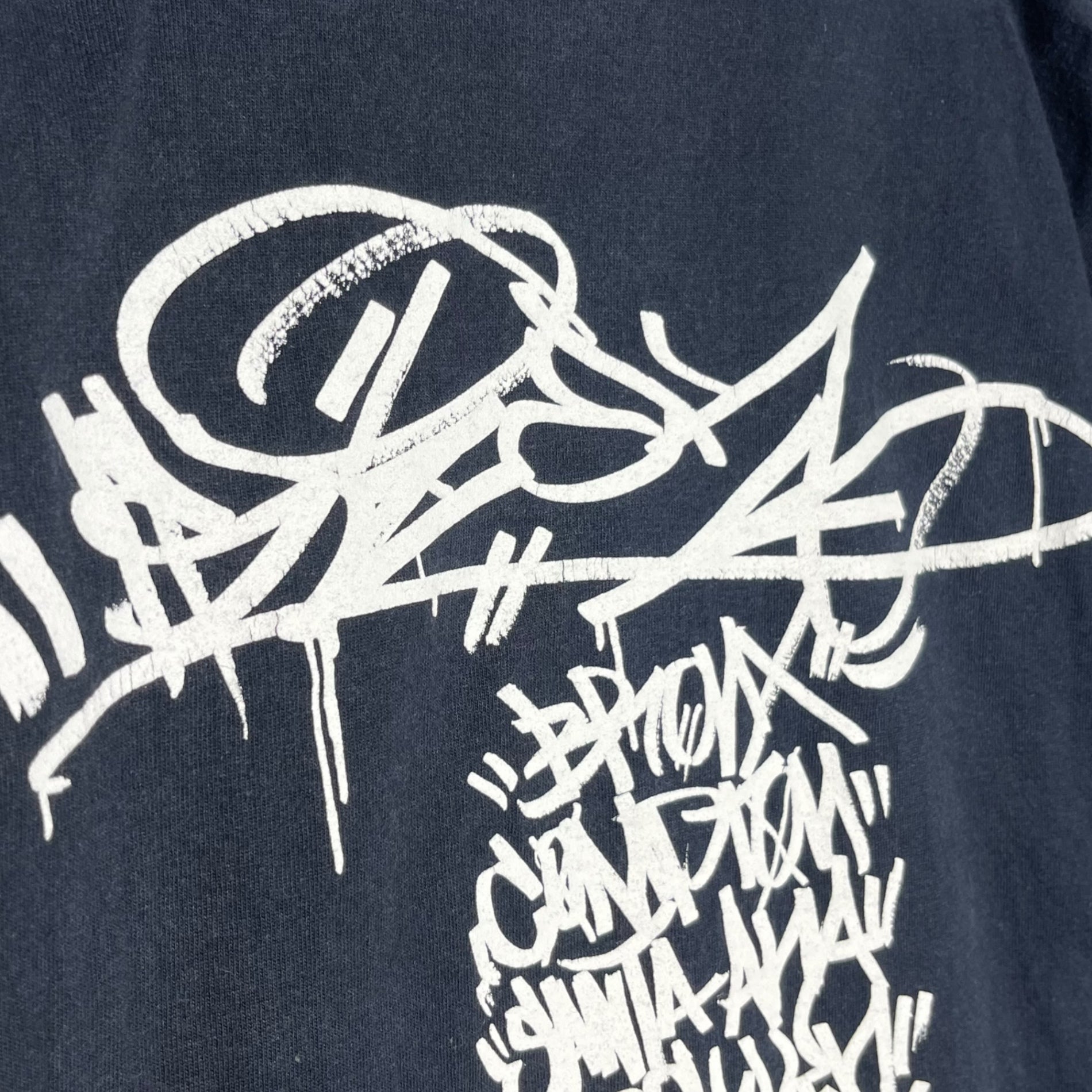 STUSSY(ステューシー) 90~00's Vintage Cursive World Tour T-Shirt ヴィンテージ 筆記体 ワールドツアー Tシャツ 紺タグ M ブラック OLD STUSSY