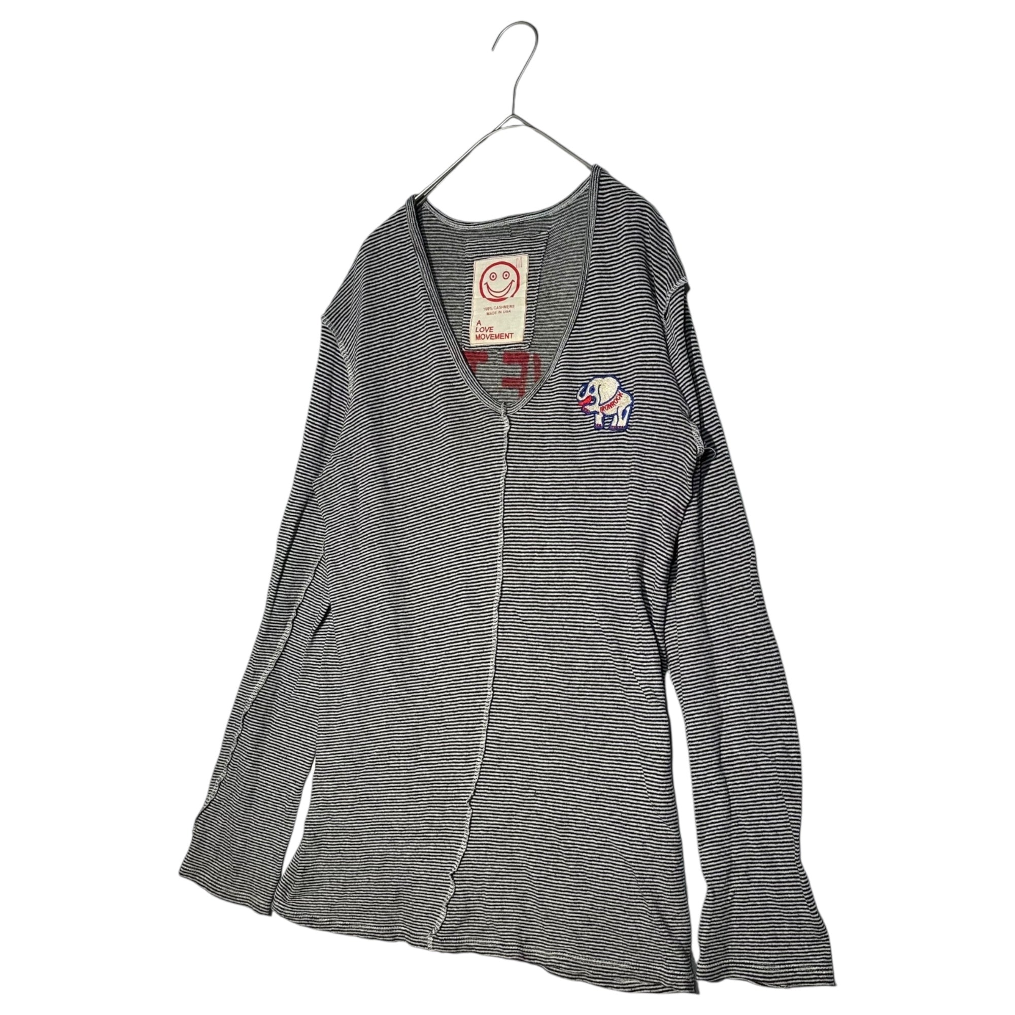 A LOVE MOVEMENT(アラブムーブメント) V-neck Cashmere Reconstructed Striped Cut and Sewn Vネック カシミア 再構築 ボーダー カットソー M ブラック×ホワイト USA製 ALM LOVE THIEF