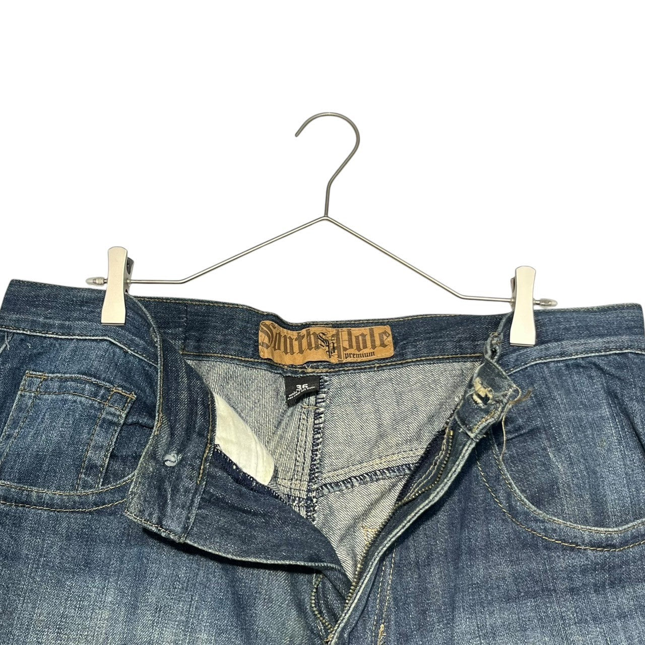 SOUTH POLE(サウスポール) 00's バックポケット 刺繍 バギー デニム パンツ 36 インディゴ Y2K B系 Bboy