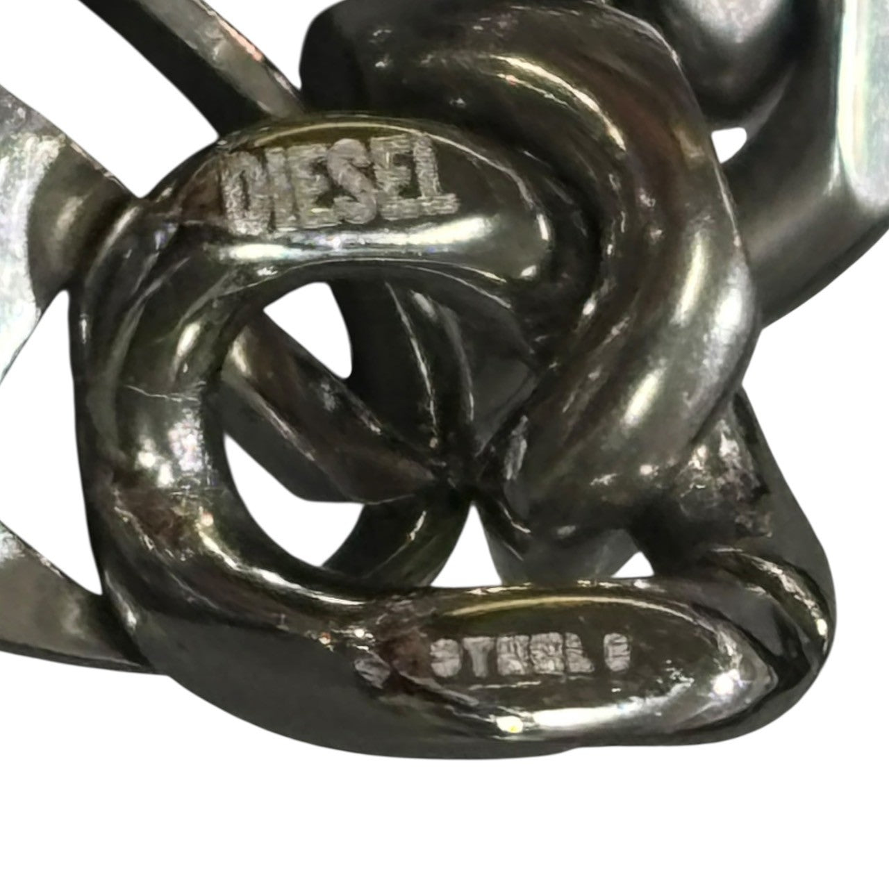 DIESEL(ディーゼル) STAINLESS STEEL PRECIOUS RING ロゴ チェーン リング 19.5号 シルバー