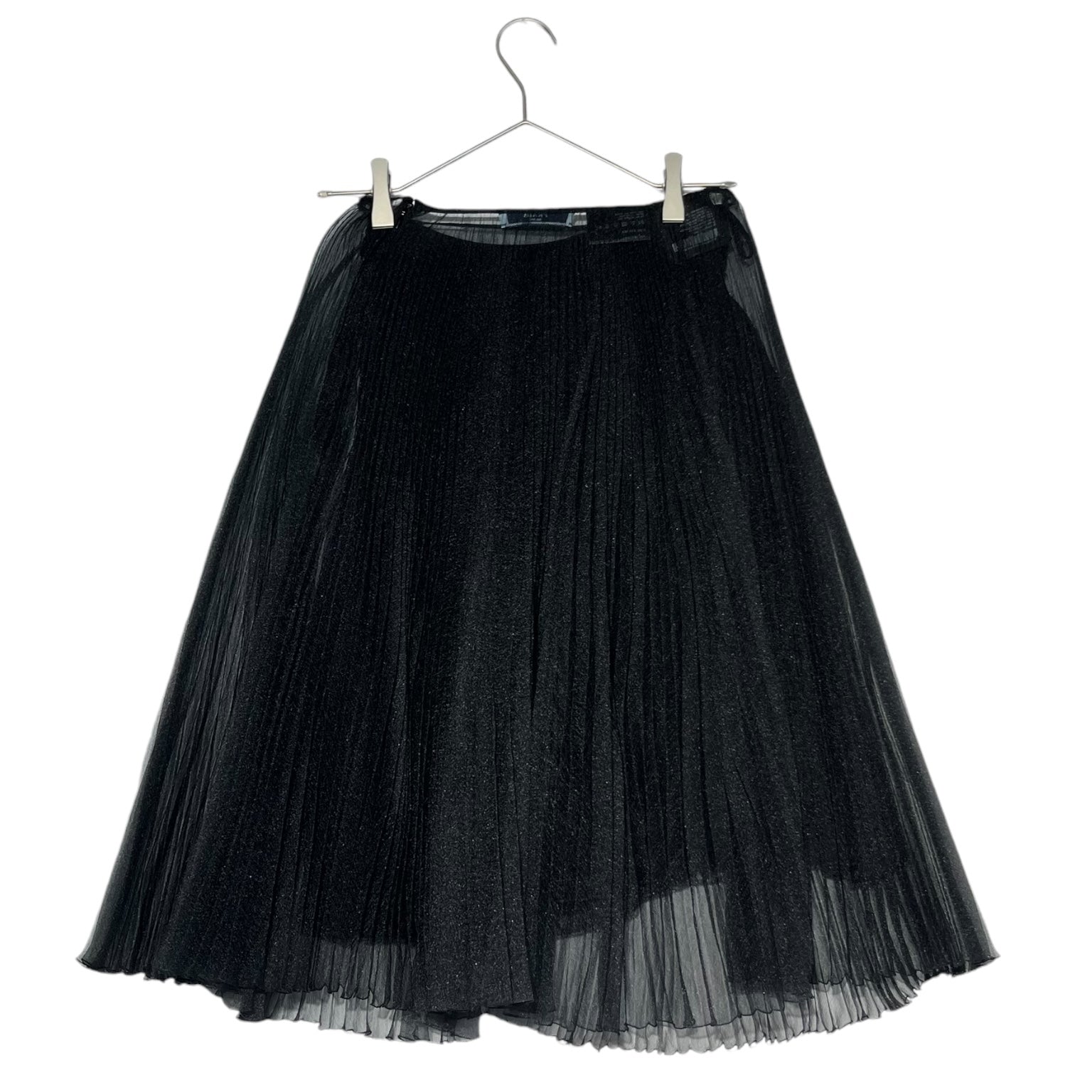 PRADA(プラダ) 17SS Lame chiffon pleated skirt ラメ シフォン プリーツ スカート P147N 36(S程度) ブラック ペチスカート チュール シアー