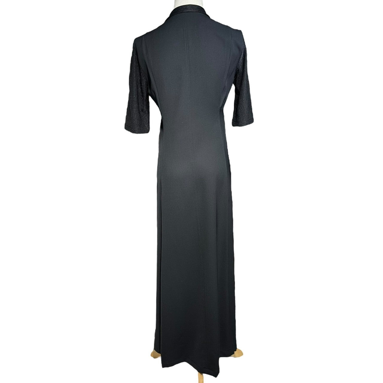 Y's(ワイズ) Center zip short sleeve wool maxi dress センタージップ 半袖 ウール マキシ ワンピース YN-D09-100 M ブラック