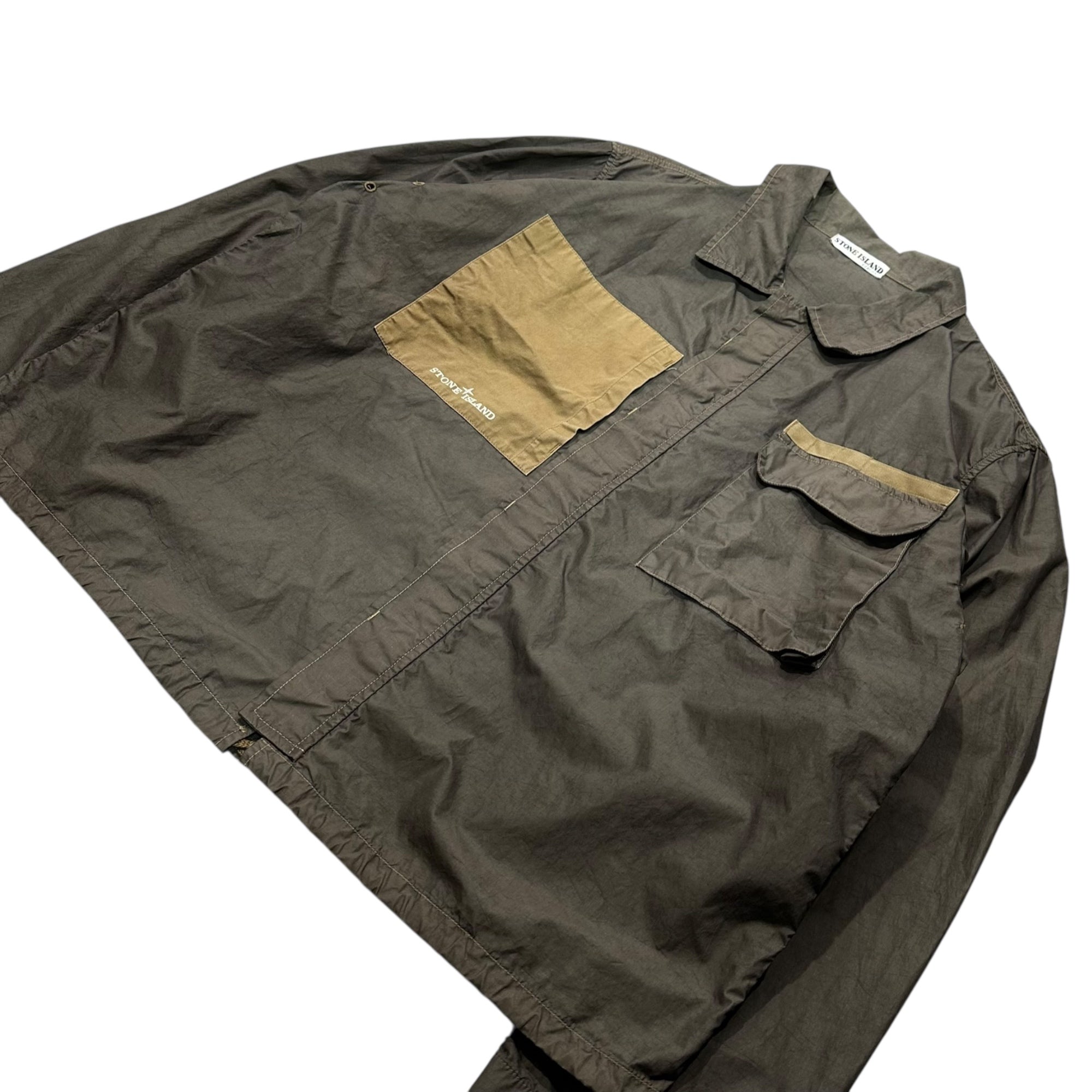 STONE ISLAND(ストーンアイランド) 02SS Cotton Nylon Tela Garment Dyed Military Jacket コットン ナイロン テラ ガーメントダイ ミリタリー ジャケット 3616M027 XL カーキ 00’s