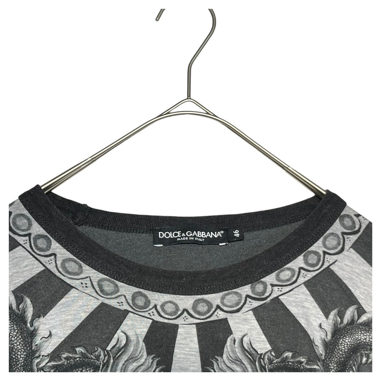 DOLCE&GABBANA(ドルチェ&ガッバーナドルガバ) dragon print t-shirt ドラゴン プリントTシャツ G8FV4T G7HDO 46(M程度) グレー