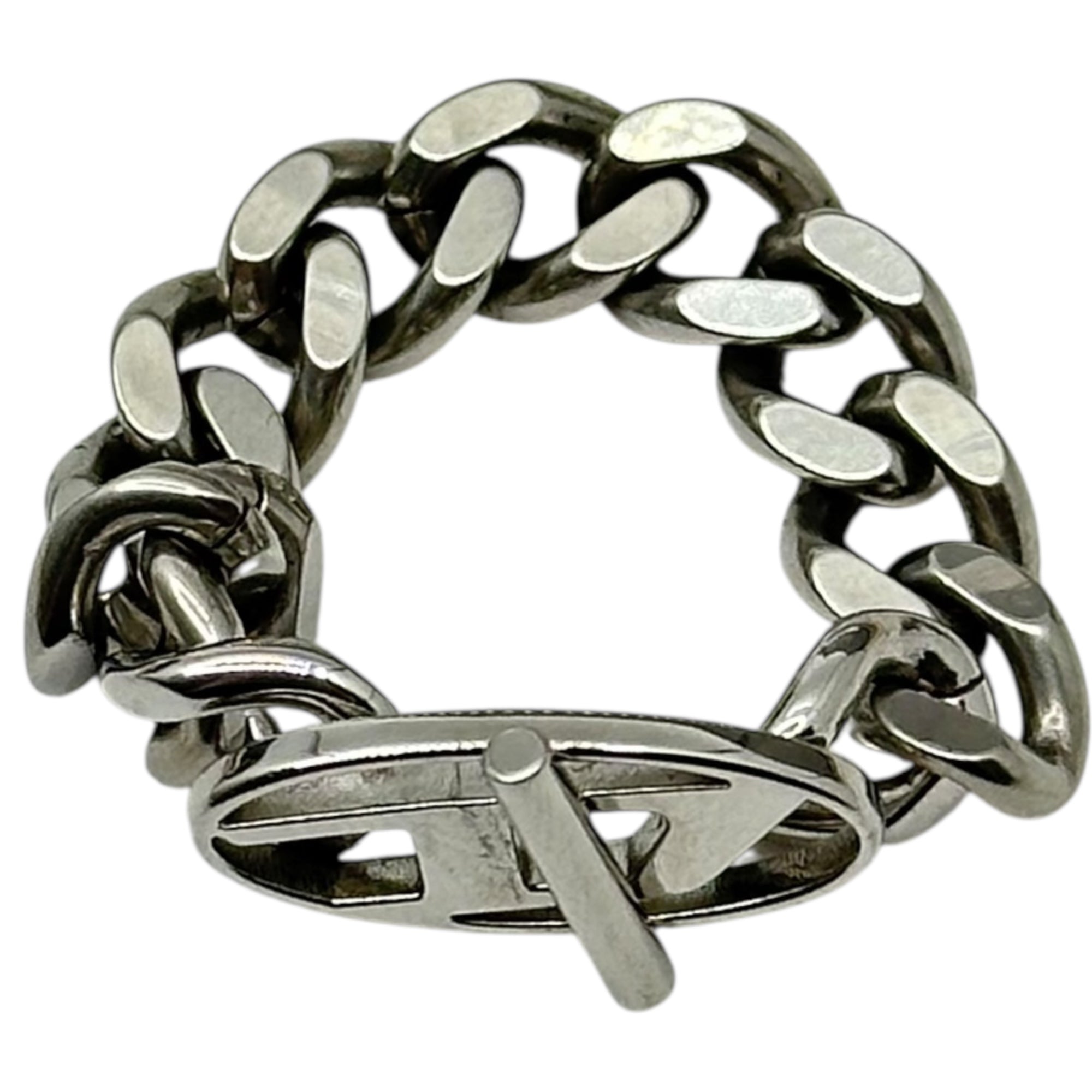 DIESEL(ディーゼル) STAINLESS STEEL PRECIOUS RING ロゴ チェーン リング 19.5号 シルバー