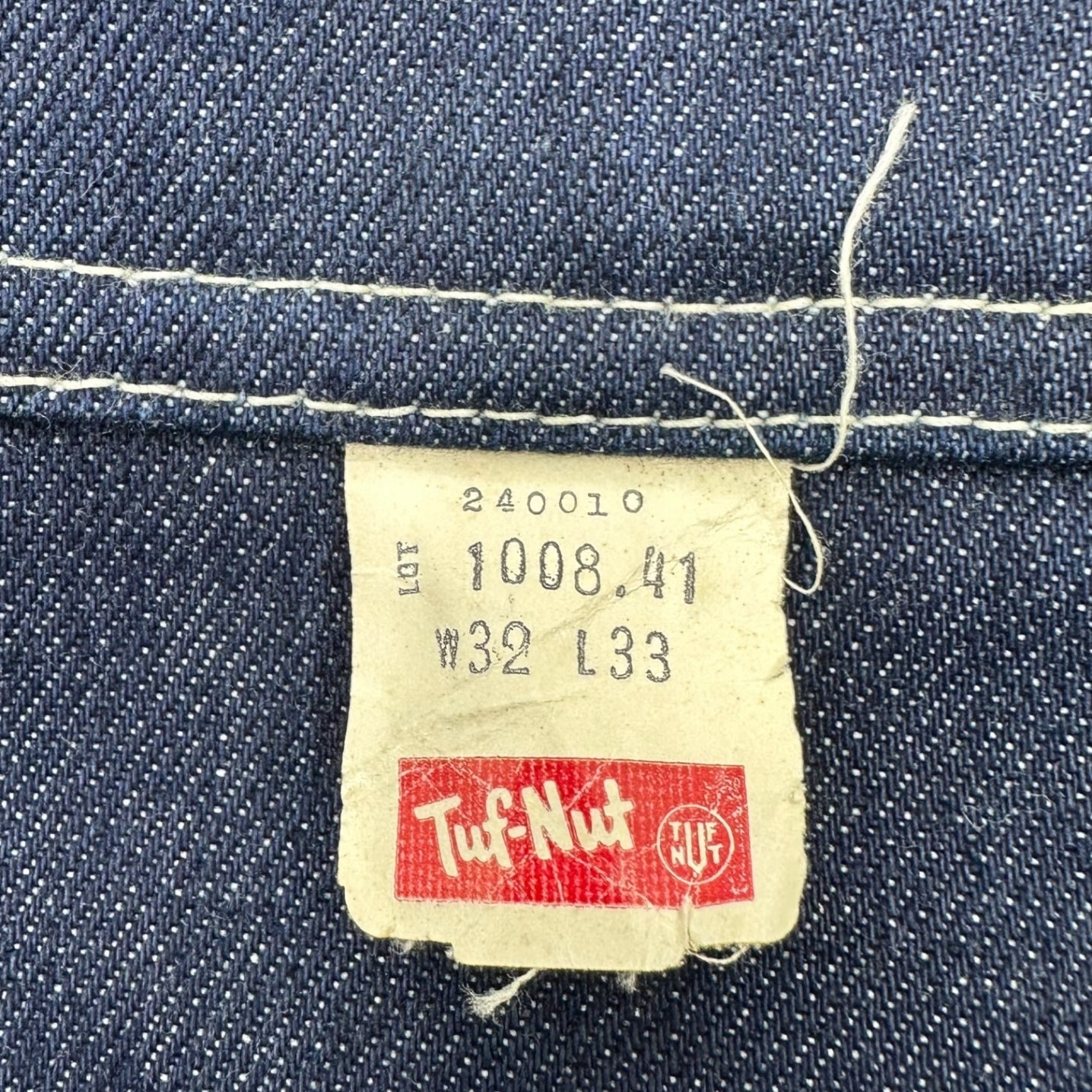 TUFNUT(タフナット) 50's~60's Vintage denim overalls ヴィンテージ デニム オーバーオール 1008.41 W32 L33 インディゴ 50年代~60年代 デッドストック