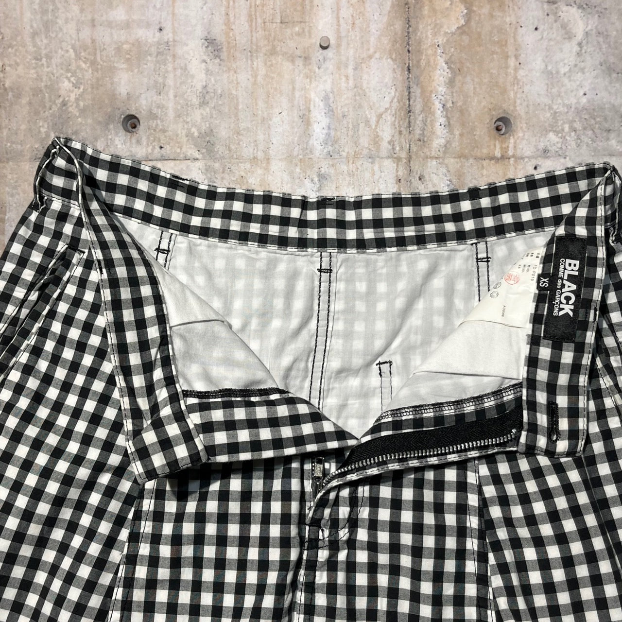BLACK COMME des GARCONS(ブラックコムデギャルソン) 08SSギンガムチェックサルエルショーツ 1C-P019 XS ブラック AD2008