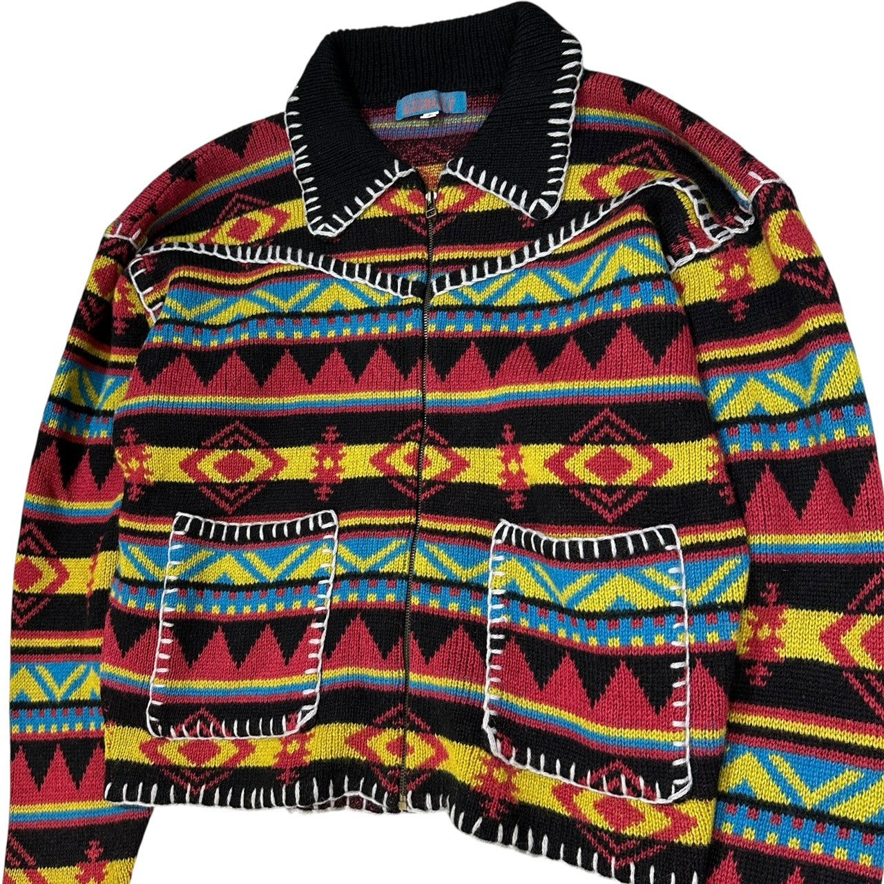 ALBEMARLE (アルベマール) Vintage Wild Stitch All-Over Pattern Knit Jacket ヴィンテージ ワイルドステッチ 総柄 ニット ジャケット FREE マルチ