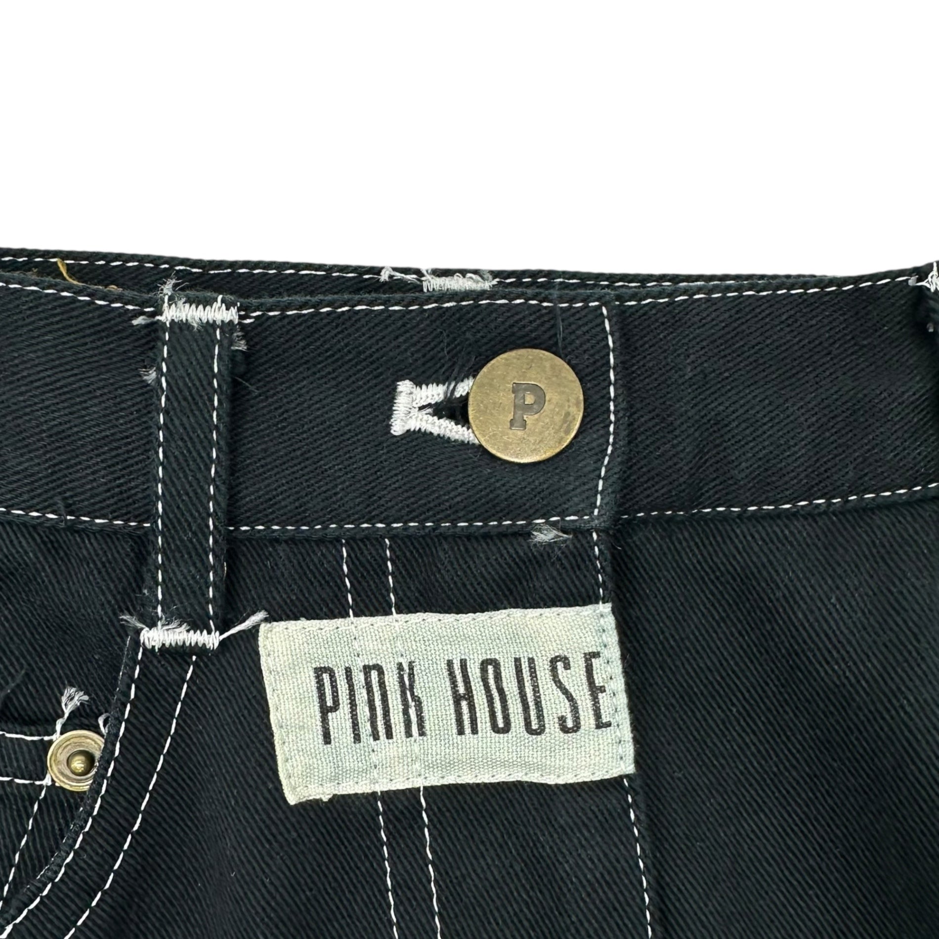 PINK HOUSE(ピンクハウス) 00's Logo Patchwork Long Denim Skirt ロゴ パッチワーク ロング デニム スカート 表記無(S程度) ブラック ワッペン マキシ