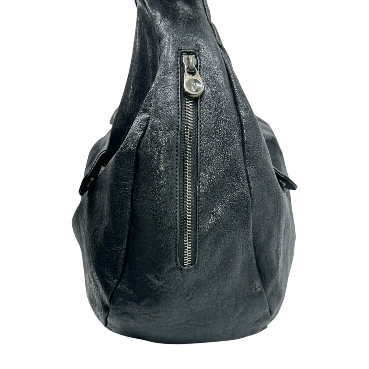 Y's×MANDARINA(ワイズ×マンダリナ) Lamb leather gimmick shoulder bag ラムレザー ギミック ショルダー バッグ ブラック コラボ 斜め掛け