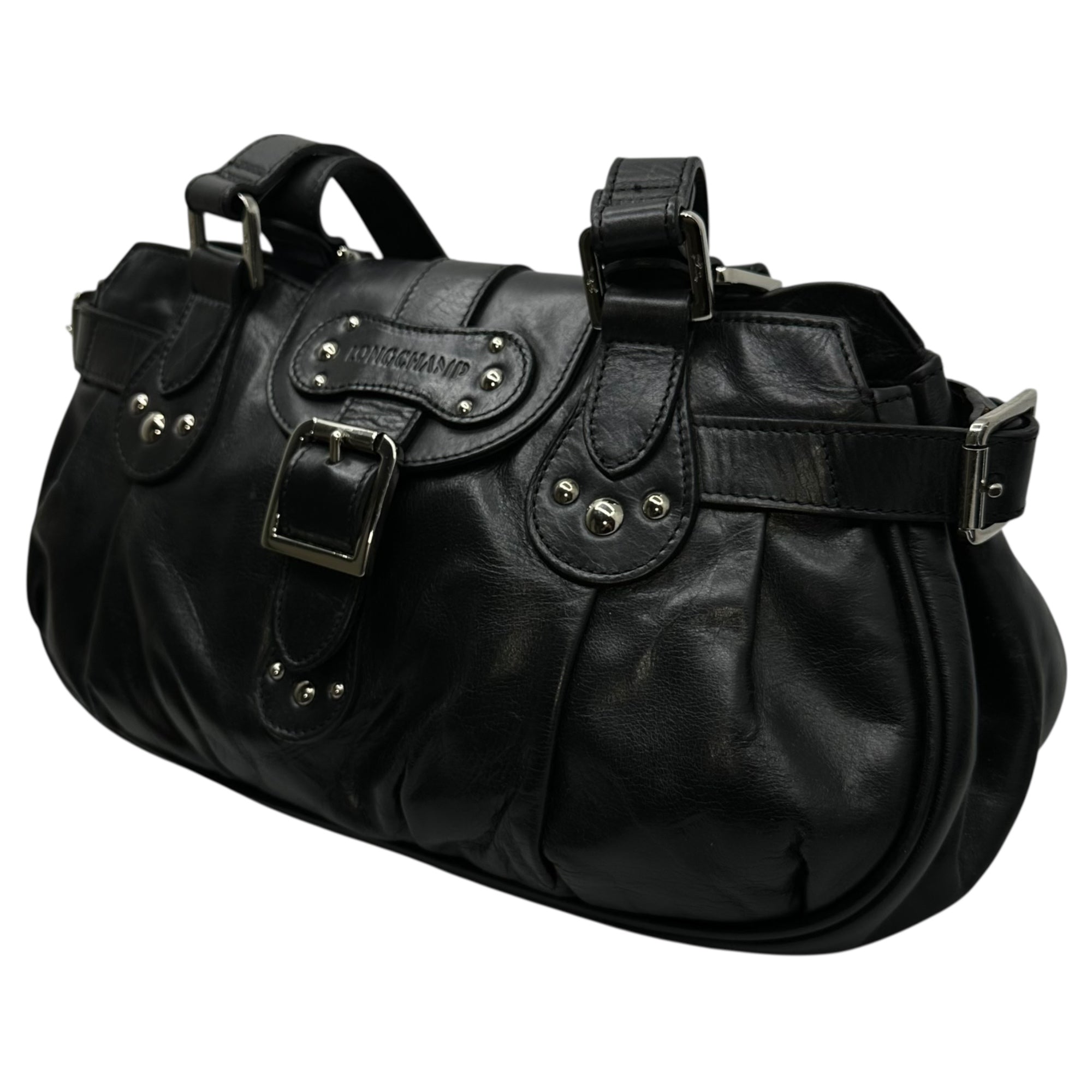 LONGCHAMP(ロンシャン) Leather One Shoulder Bag レザー ワンショルダー バッグ ブラック Y2K 肩掛け ハンド