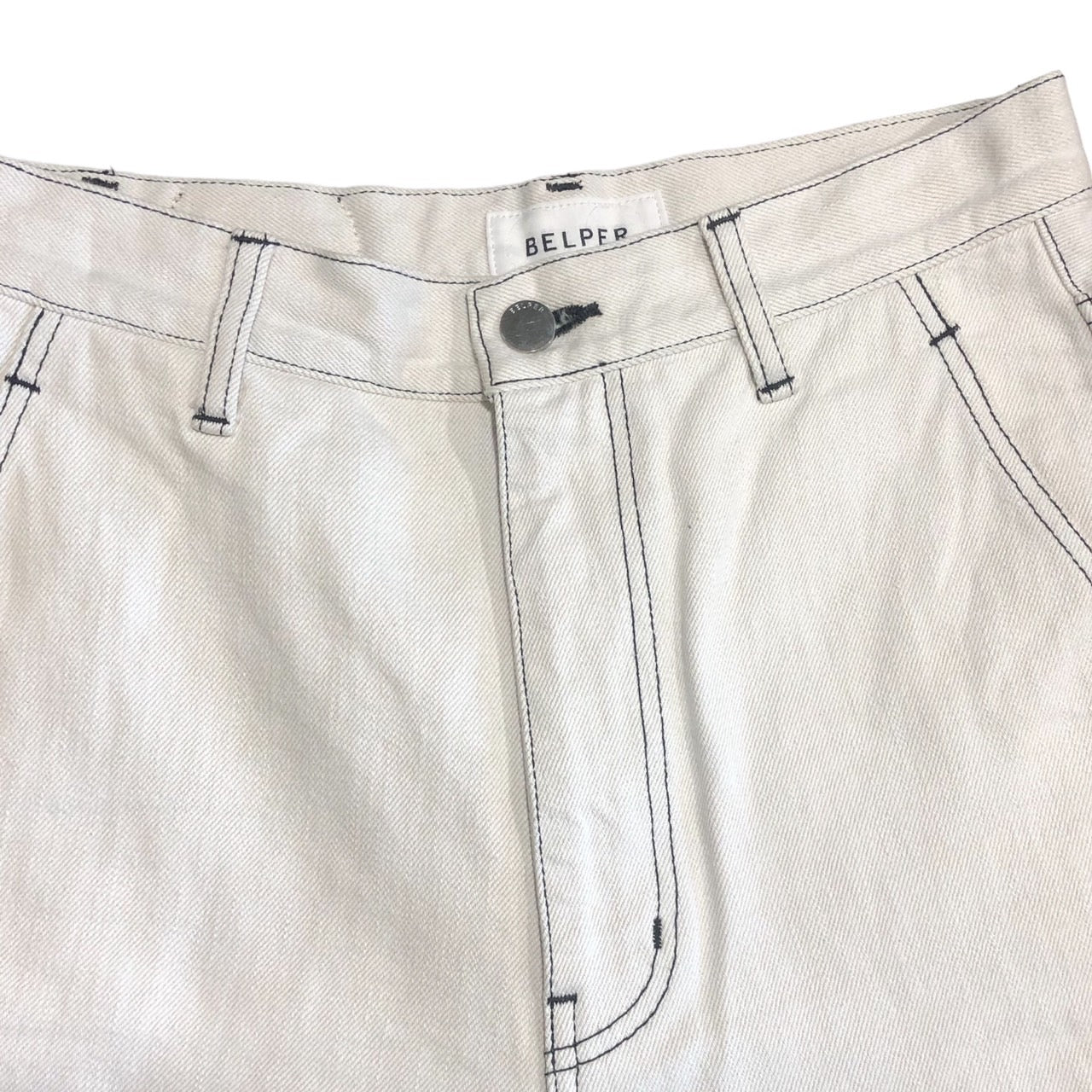 BELPER(ベルパー) 5ポケット フレア デニム ワイド パンツ 0912-1518 1(Sサイズ程度) ホワイト