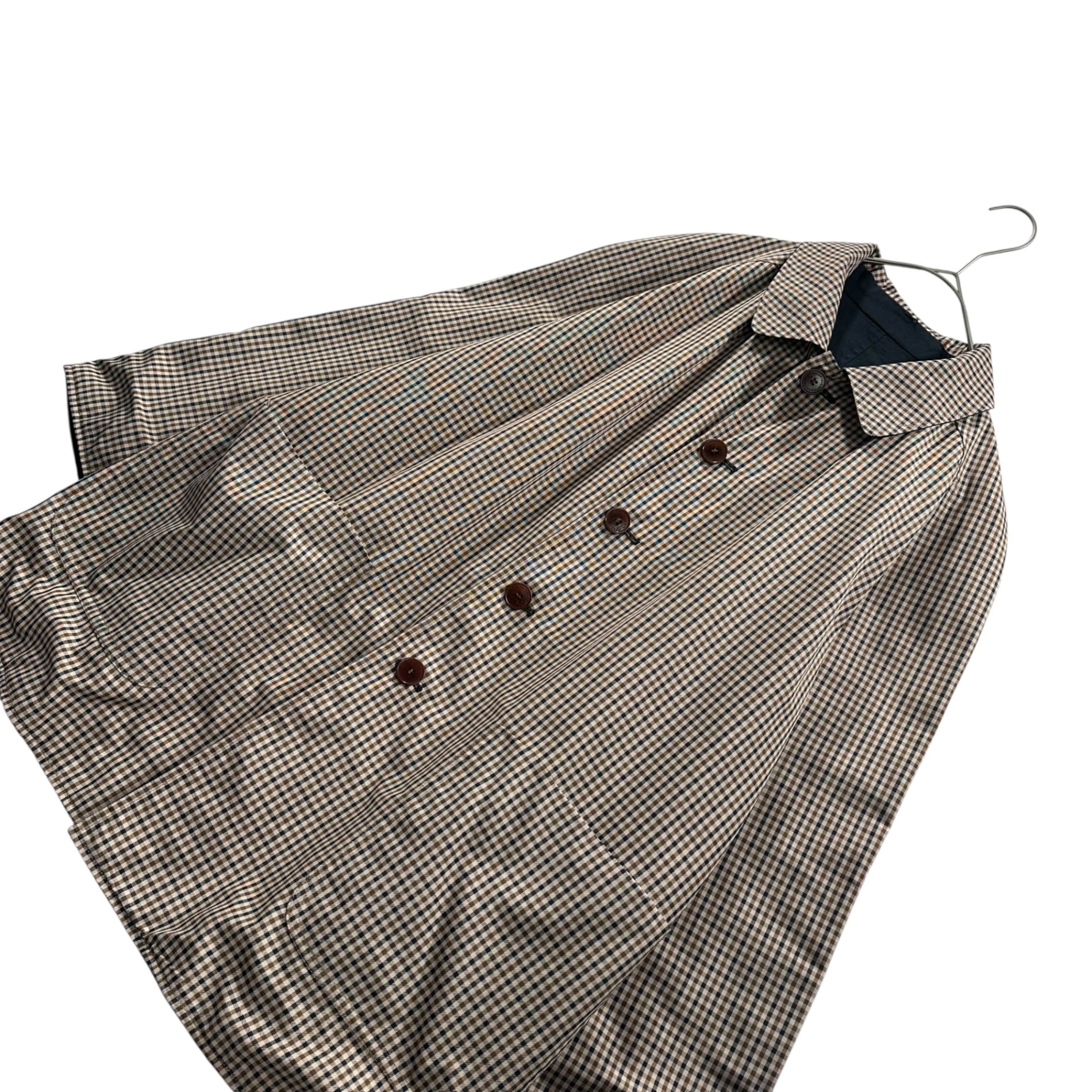 Aquascutum(アクアスキュータム) 90's Vintage Club Check Reversible Half Coat 90年代 ヴィンテージ クラブチェック リバーシブル ハーフ コート L程度 ベージュ×ネイビー×ブラック