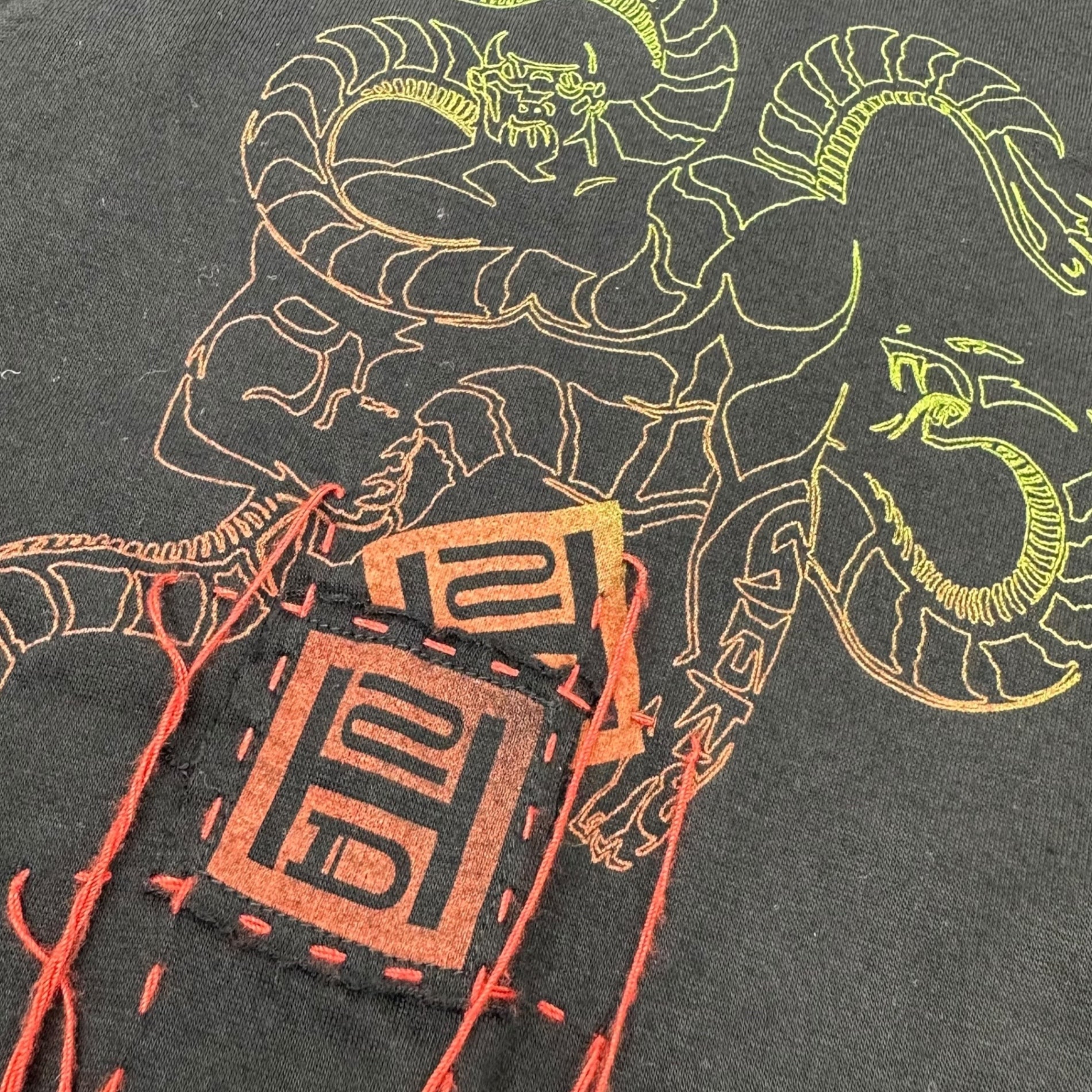 MARITHE FRANCOIS GIRBAUD(マリテフランソワジルボー) 00's Snake Print Hand Embroidery L/S T-Shirt スネーク プリント 手刺繍 長袖 Tシャツ M7-6013 L ブラック Y2K カットソー