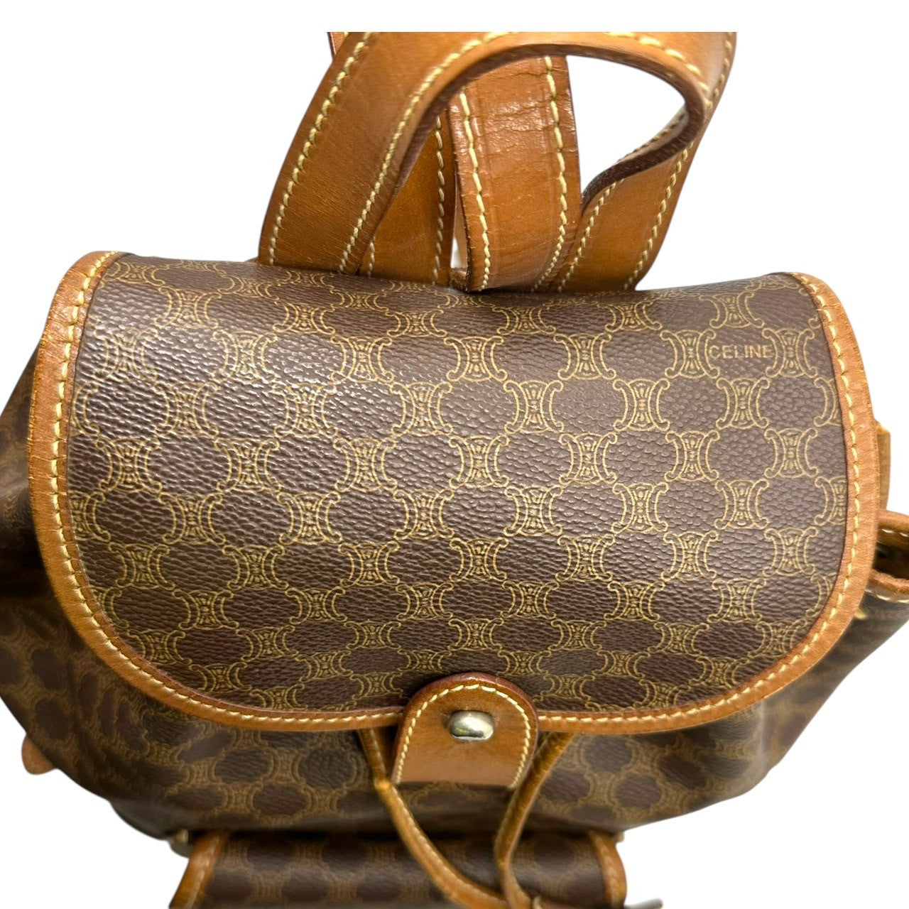 CELINE(セリーヌ) Macadam Pattern Mini Backpack マカダム柄 ミニ リュック CE06-1 ブラウン×ゴールド レザー PVC