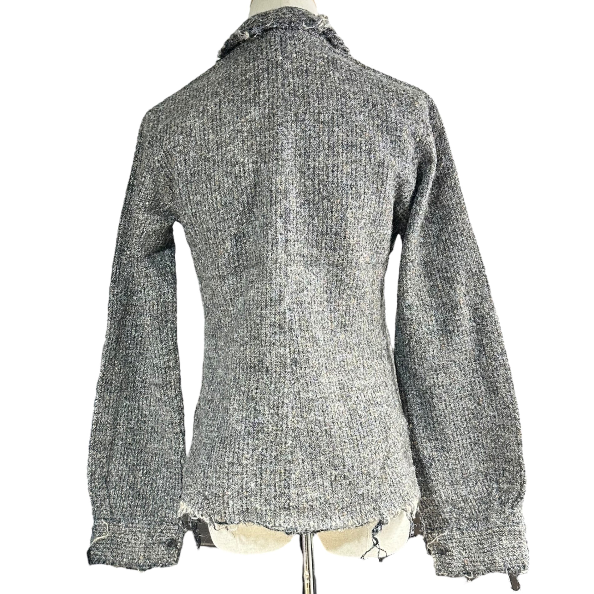 COMME des GARCONS JUNYA WATANABE(コムデギャルソンジュンヤワタナベ) 03AW Felted Round Collar Grunge Shirt Jacket 縮絨加工 丸襟 グランジ シャツ ジャケット JK-B008 M グレー AD2003