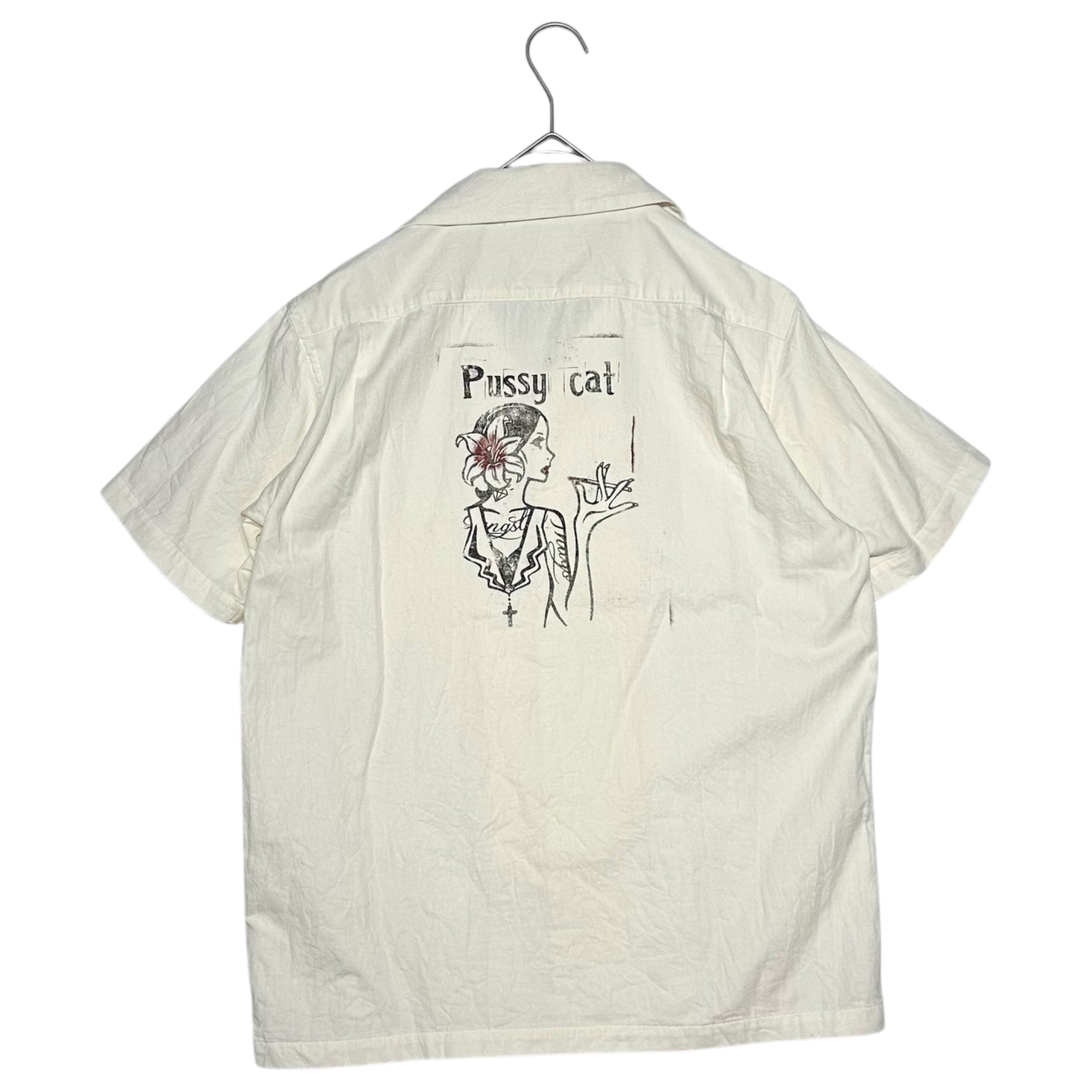 GANGSTERVILLE(ギャングスタービル) "Pussy Cat" Printed Open Collar S/S Shirt プリント オープンカラー 半袖 シャツ GSV-13SS-26 S ホワイト 開襟