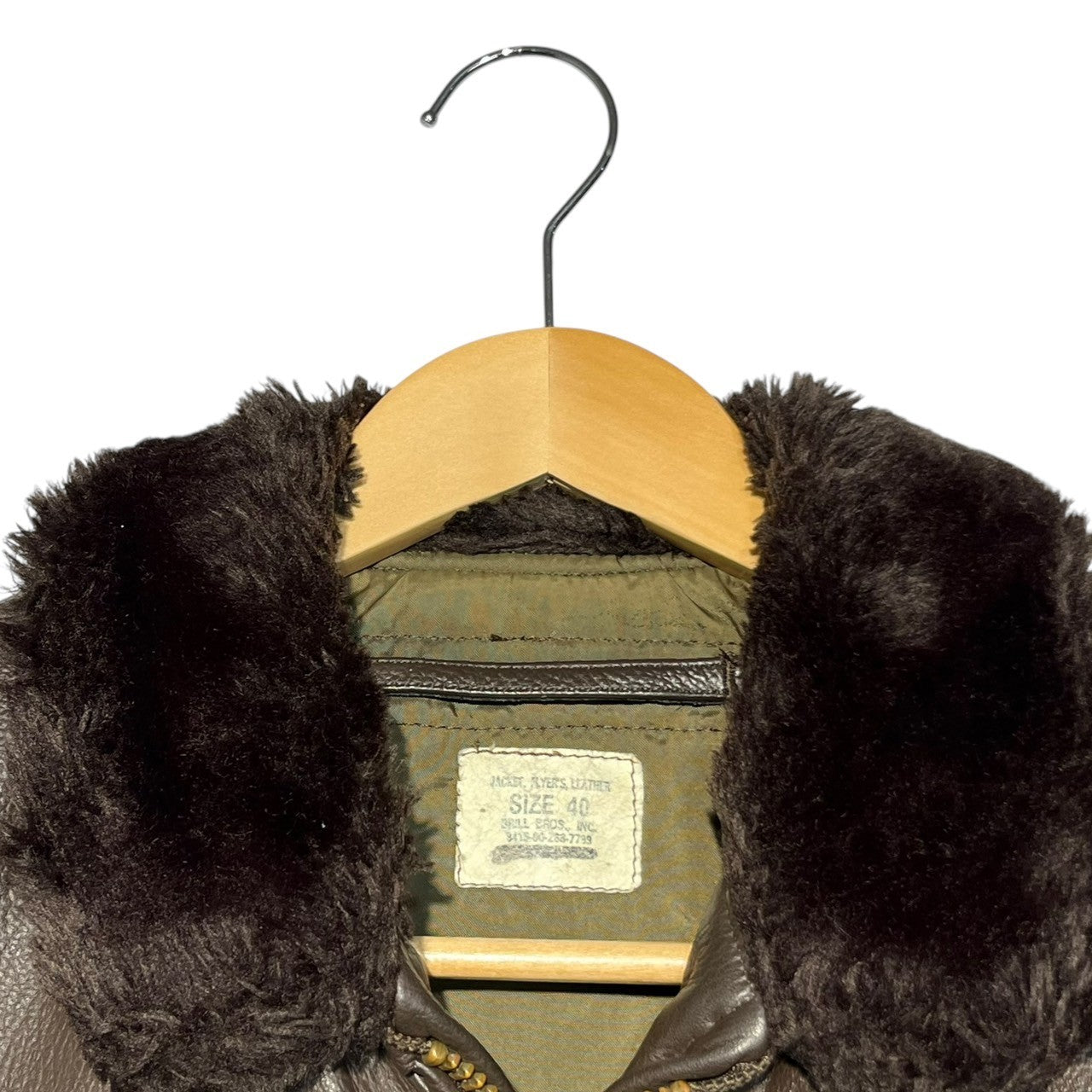 US NAVY(アメリカ海軍) 80's G-1 USN Leather Flight Jacket G-1 レザー フライト ジャケット 8415-00-268-7799 40(L) ブラウン 80年代 brill bros. TALON ジップ ミリタリー