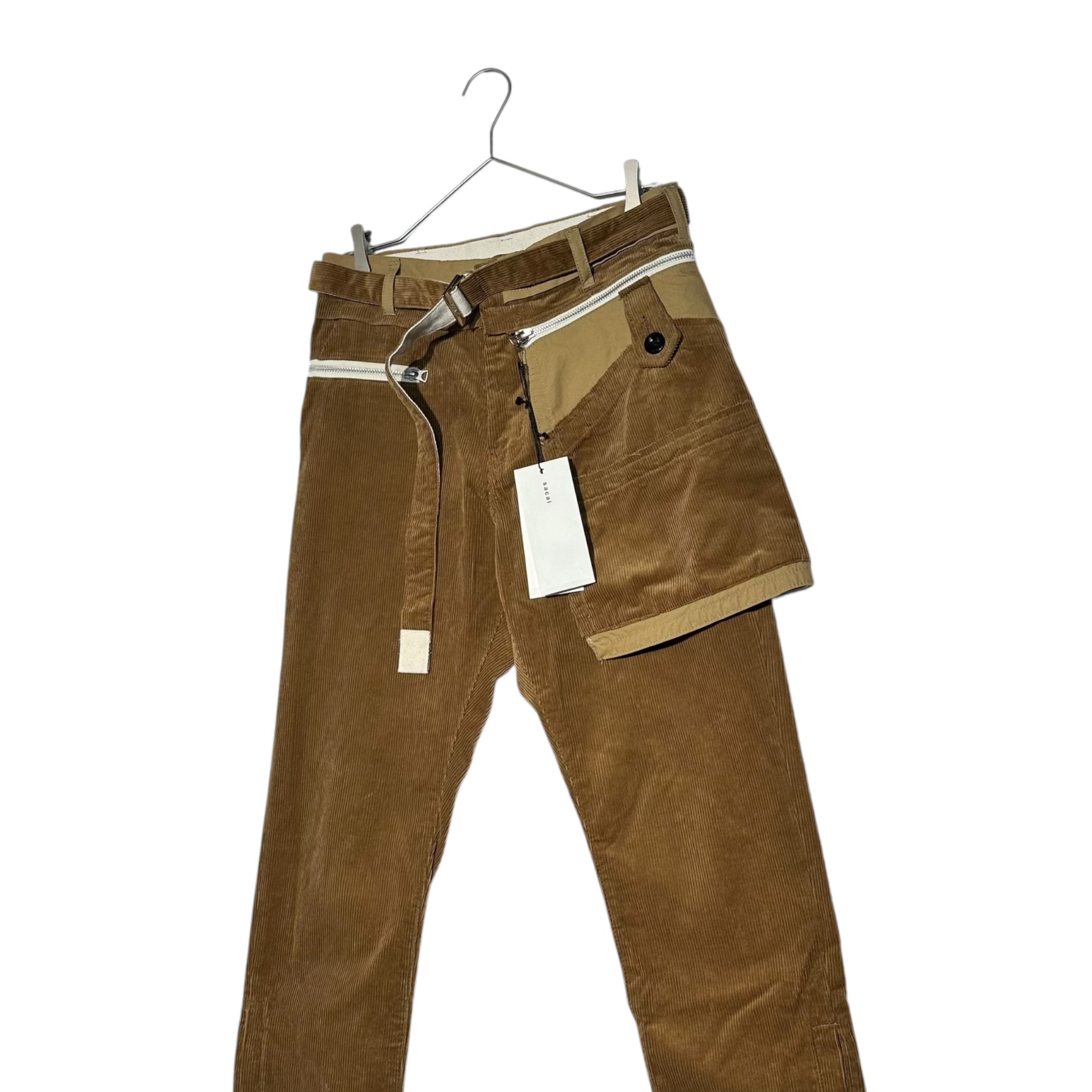 sacai(サカイ) 21AW Big Pockets Nylon-Switched Corduroy Pants ビッグポケット ナイロン切替 コーデュロイ パンツ 21-02629M 1(S程度) ブラウン×ベージュ