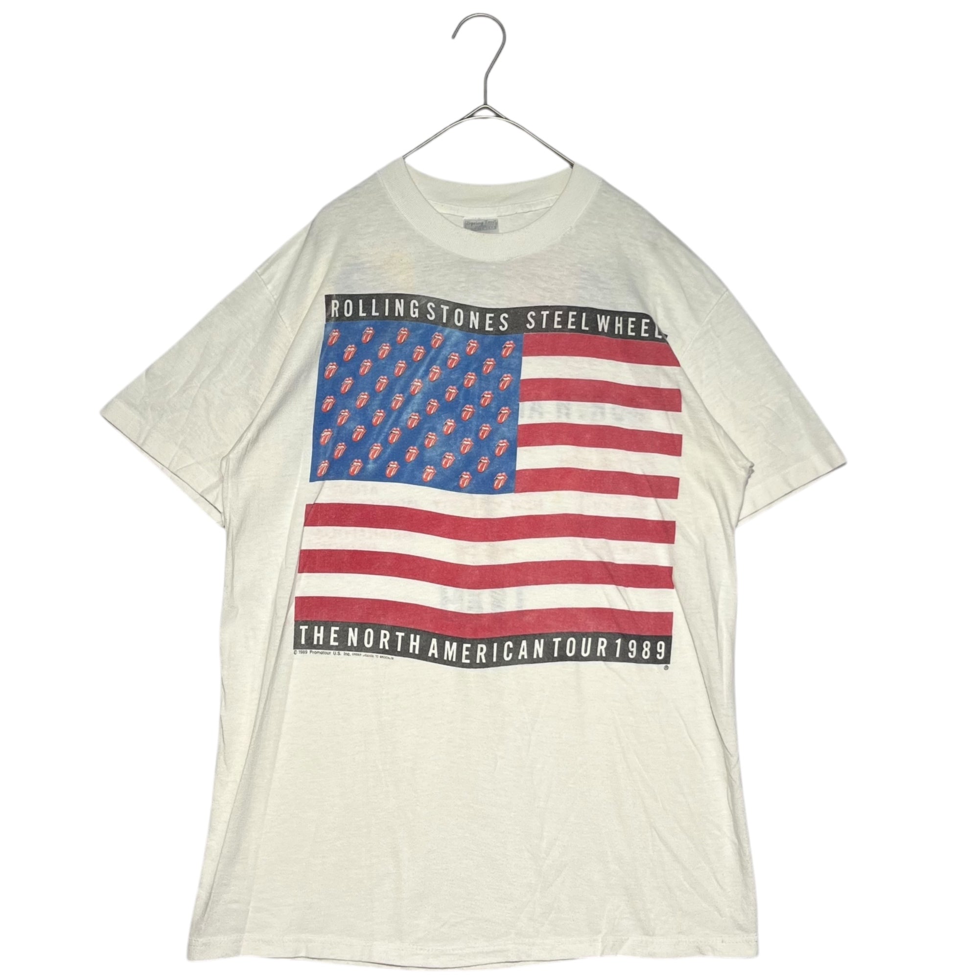 VINTAGE(ヴィンテージ) THE ROLLING STONES Steel Wheels North American Tour 1989 Tee ザローリングストーンズ ス ティール・ホイールズ北米ツアー Tシャツ 80年代 L ホワイト Spring Fordボディ シングルステッチ
